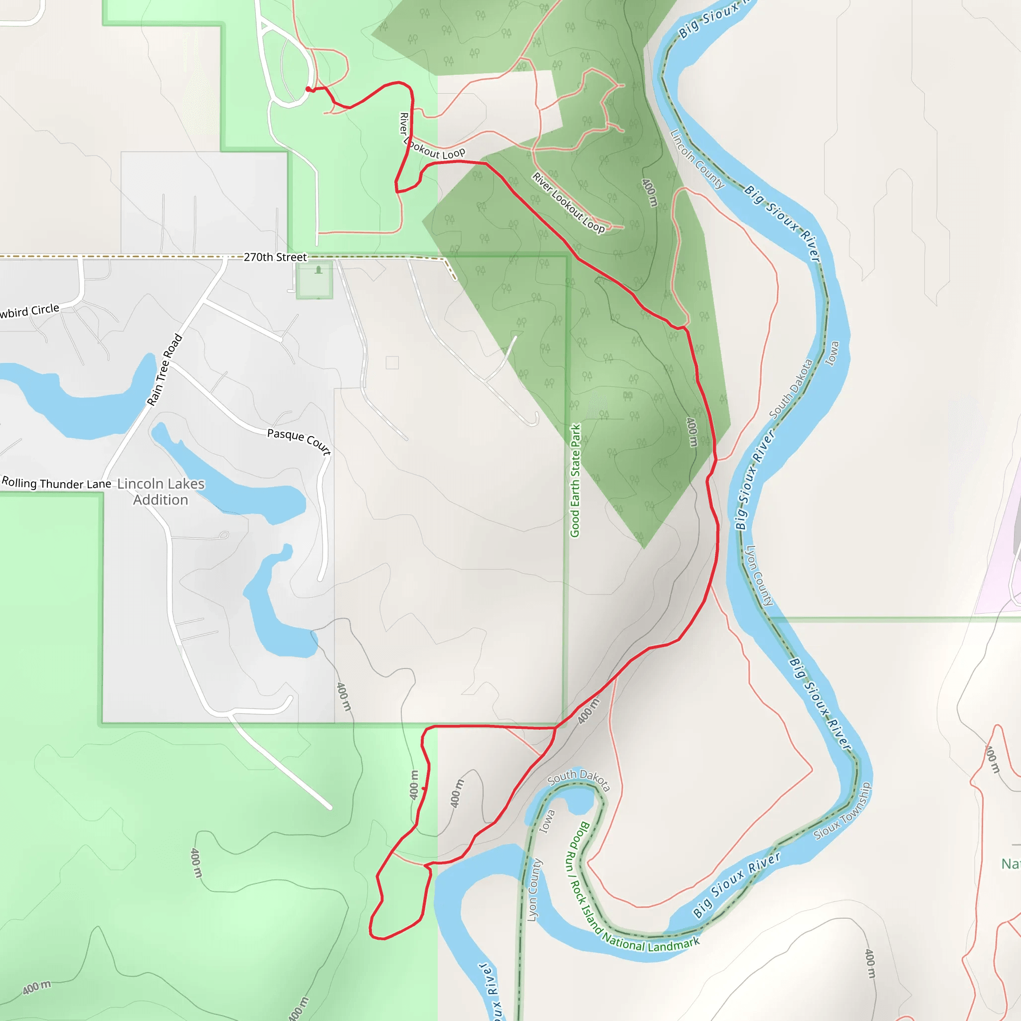 Walk to Big Sioux River - Good Earth State Park mobile static map