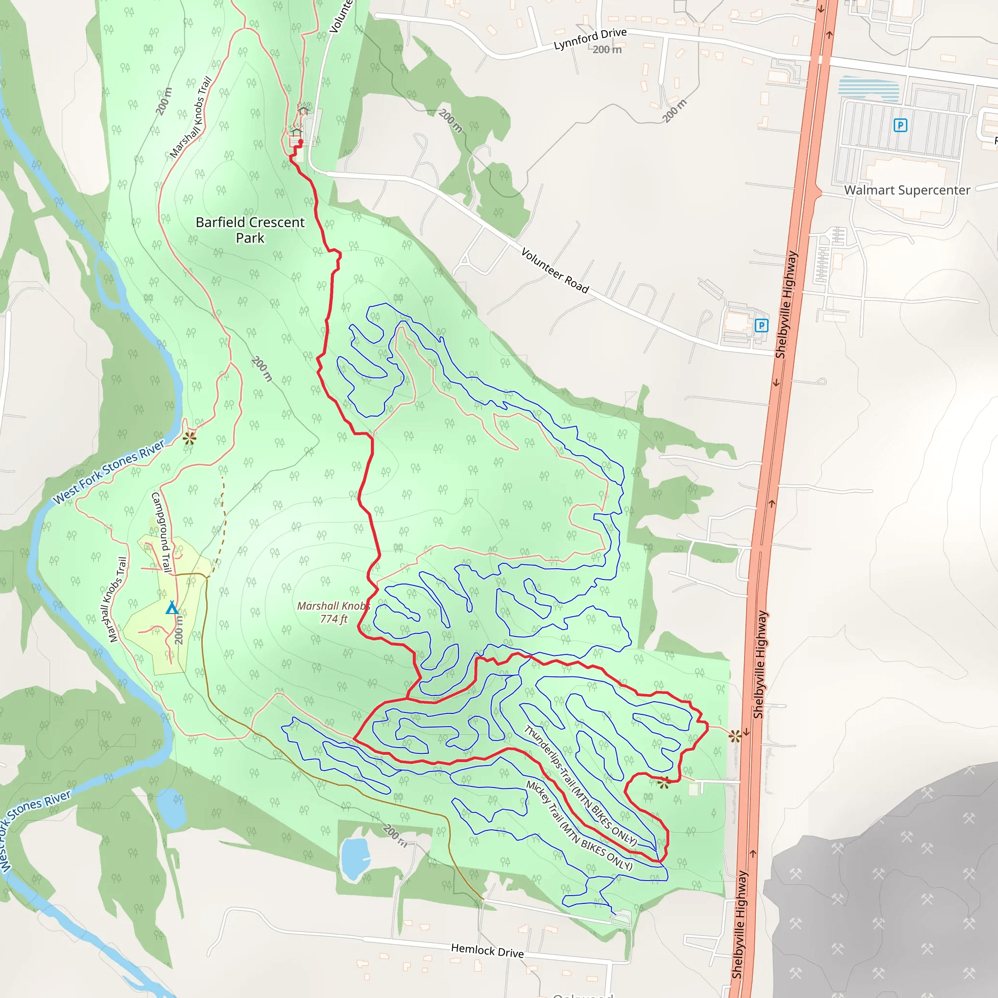 Marshall Knobs - Valley View Loop Trail mobile static map