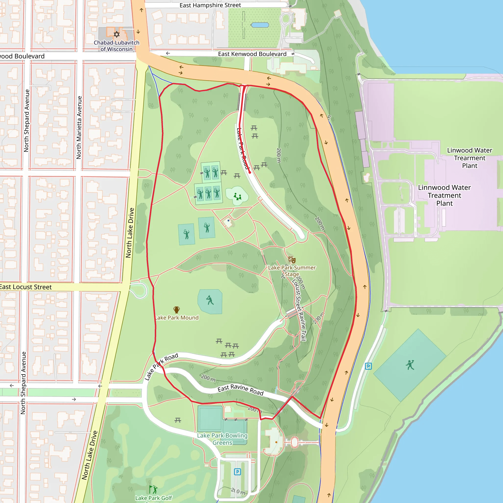 Lake Park Friends Loop mobile static map