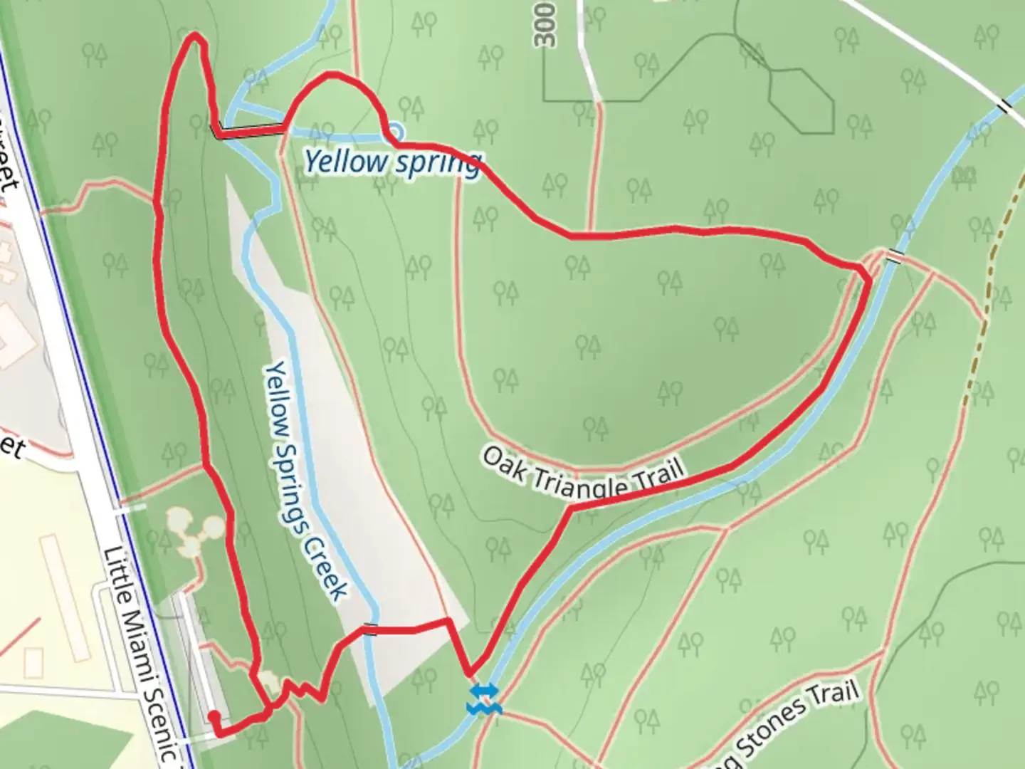 An image depicting the trail Yellow Springs Creek Loop and its surrounding area.