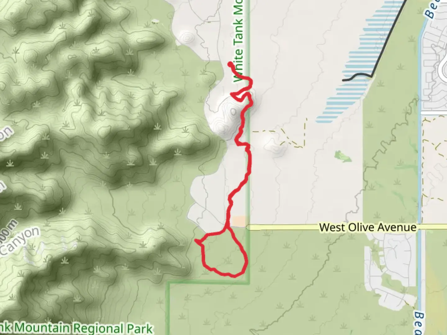 An image depicting the trail Mule Deer Loop Trail - White Tank Mountain Road and its surrounding area.