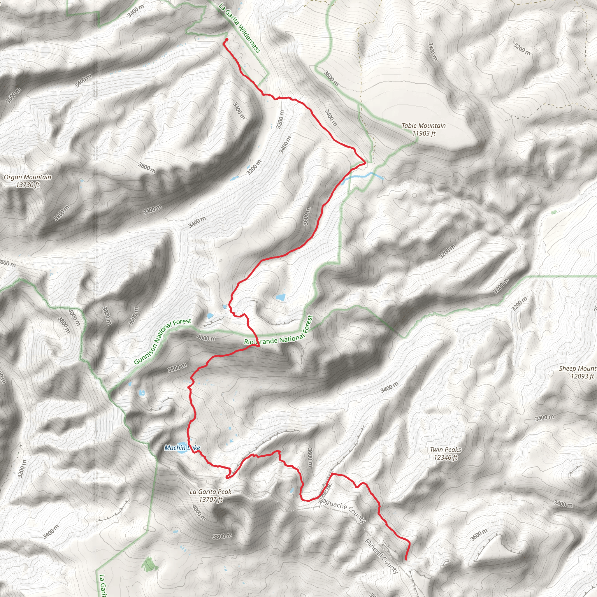 Machin Basin Trail via Colorado Trail mobile static map
