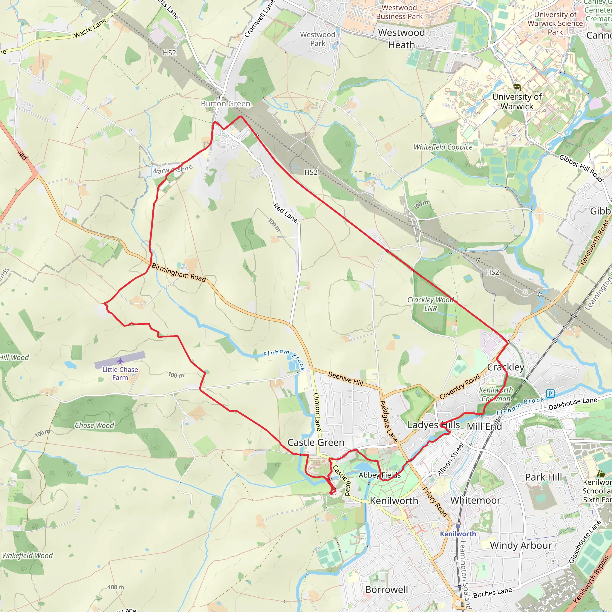 Kenilworth and Burton Green Loop mobile static map