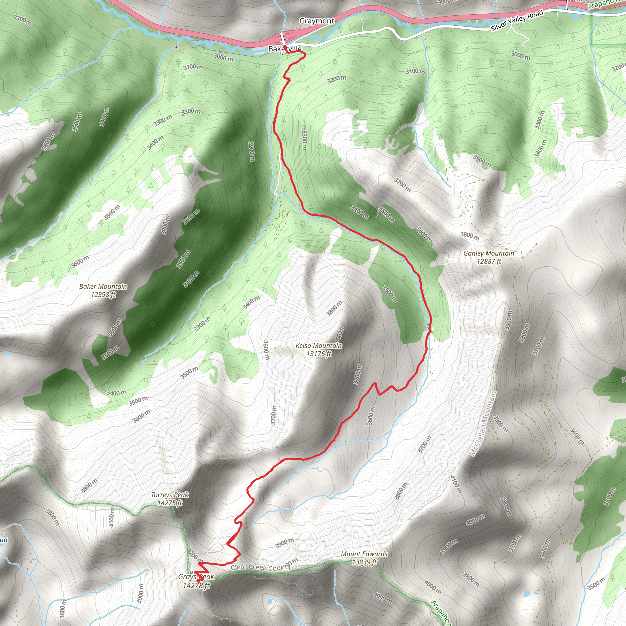 Grays Peak via CDT mobile static map