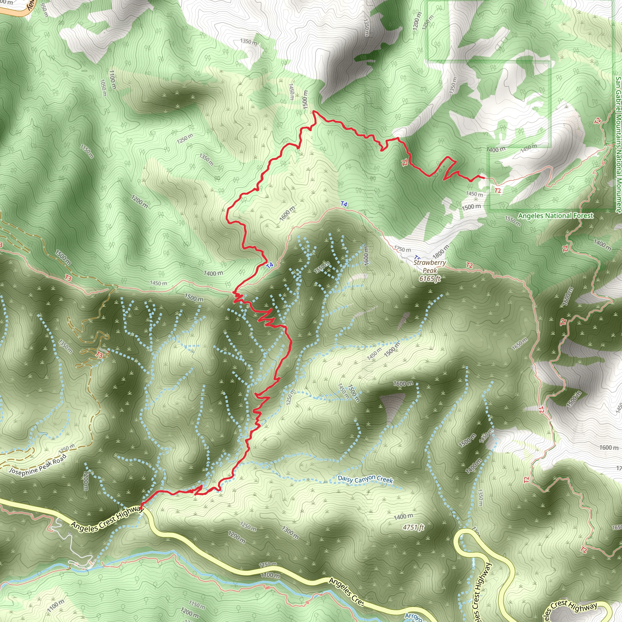 Josephine Saddle and Colby Canyon Trail mobile static map