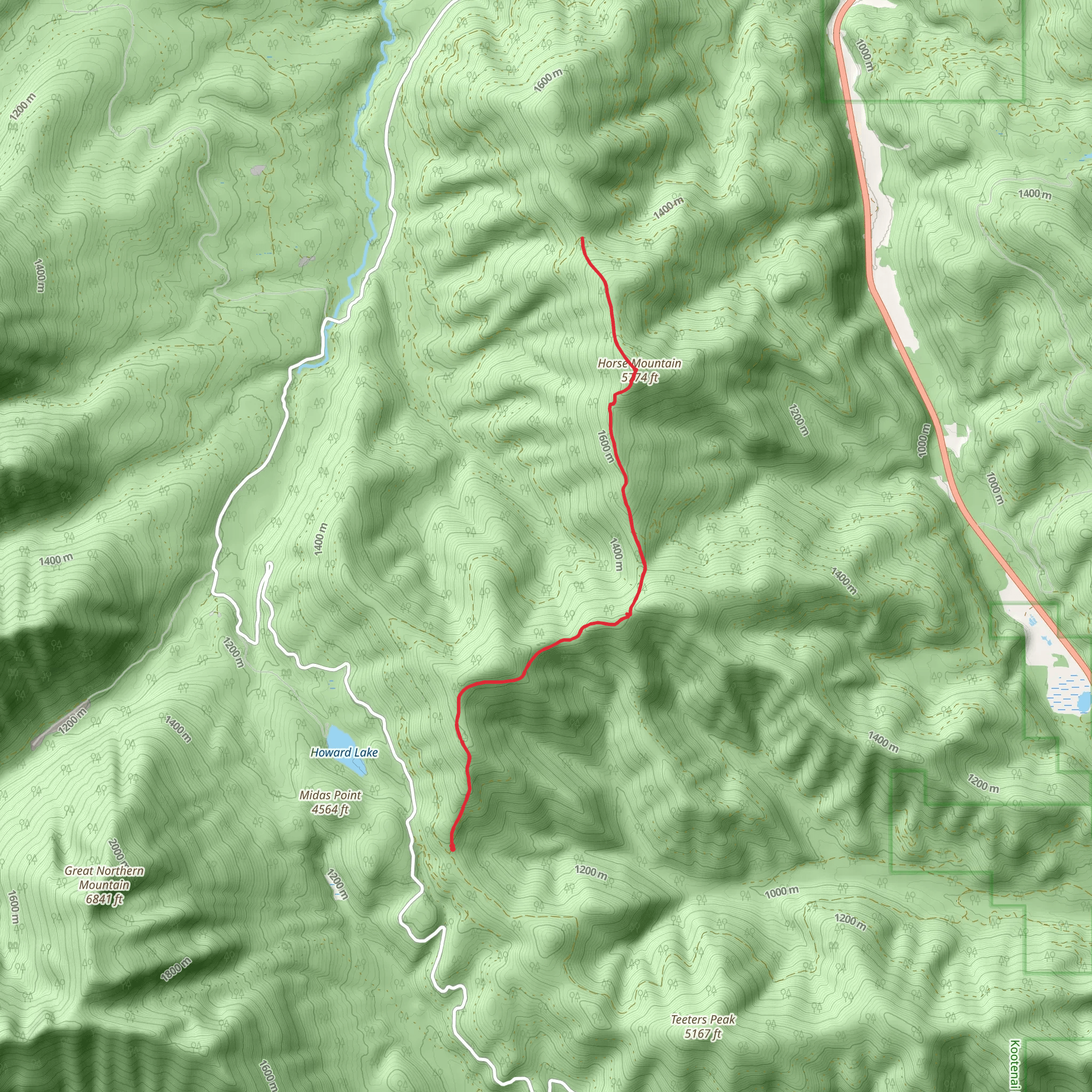 Horse Mountain via Libby Divide Trail mobile static map