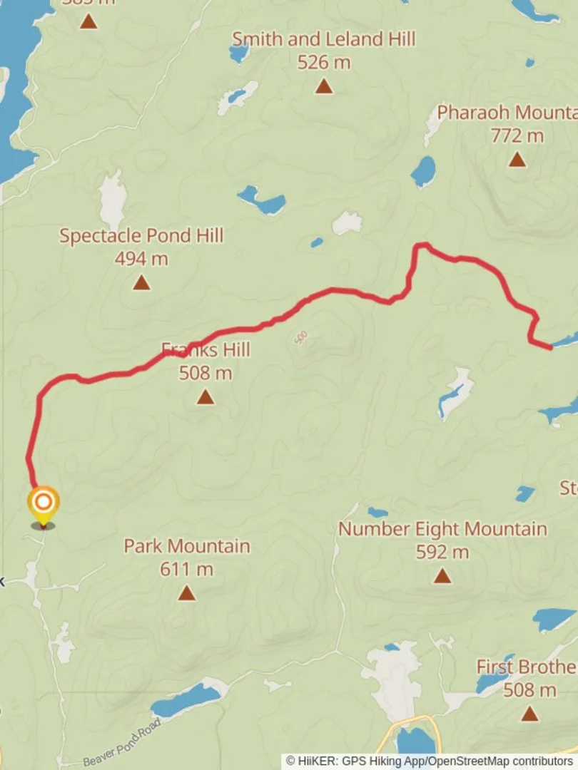 An image depicting the trail Pharoah Lake via Sucker Brook Trail and its surrounding area.