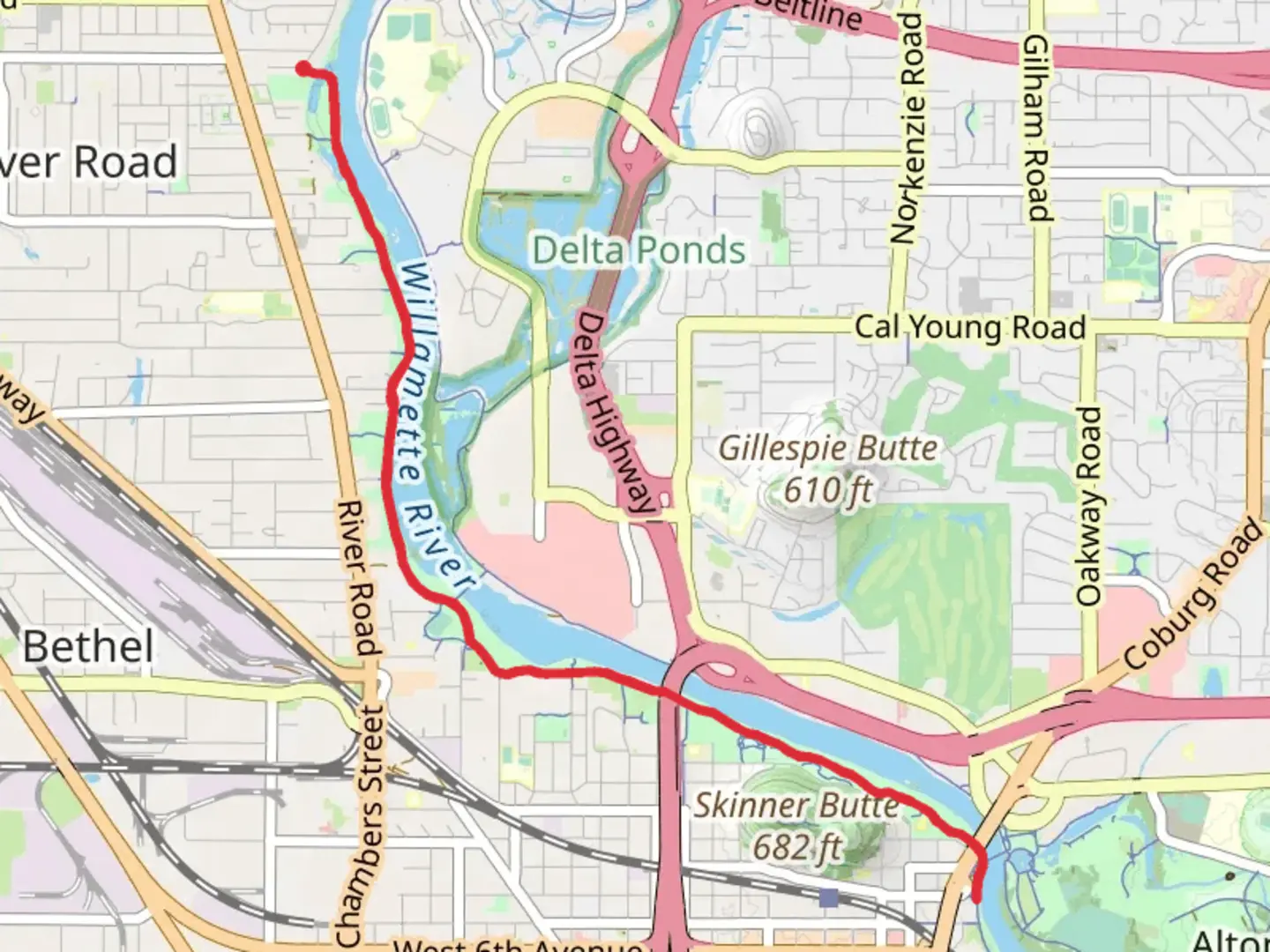 An image depicting the trail South Bank Path and its surrounding area.