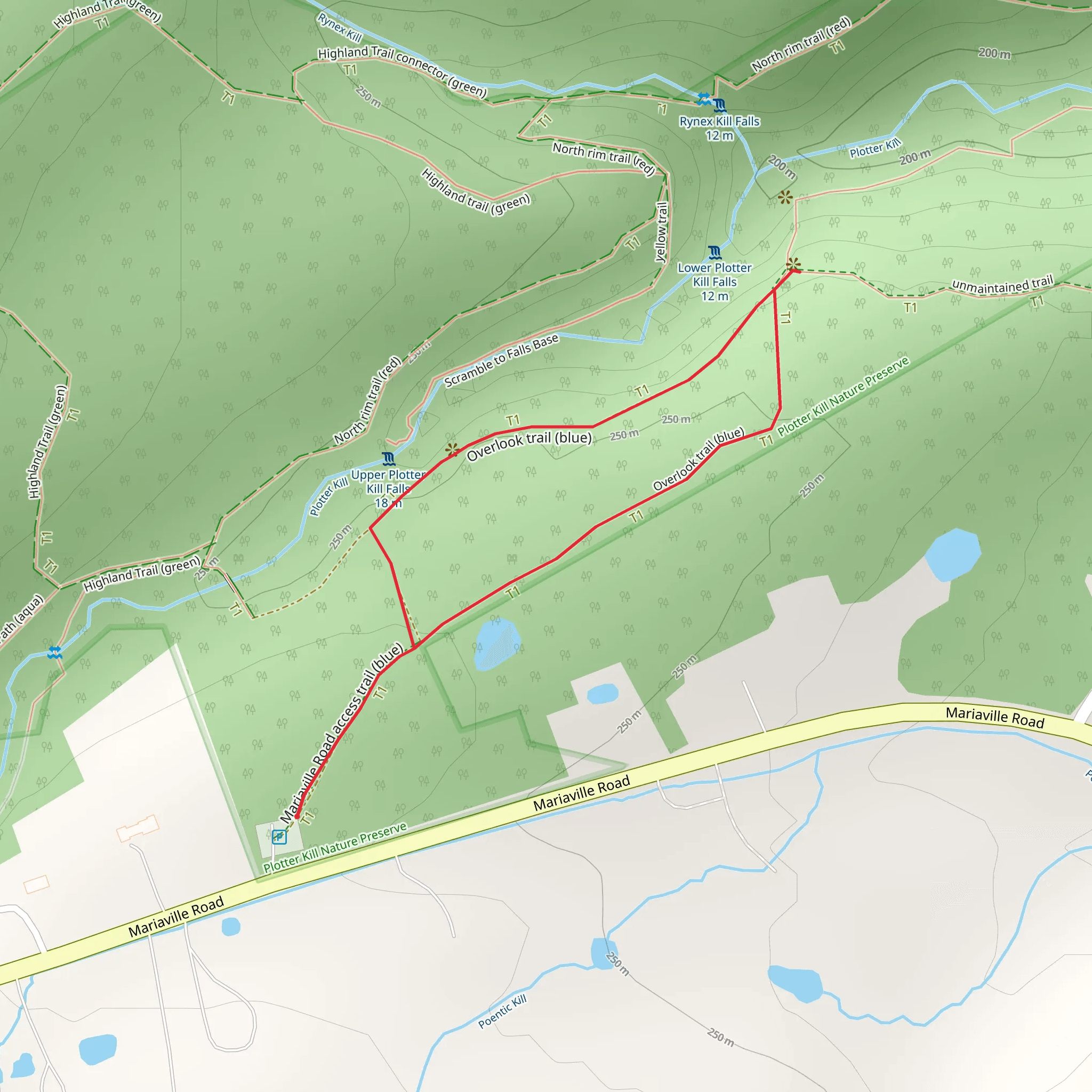 Lower Plotter Kill Loop Falls Trail mobile static map