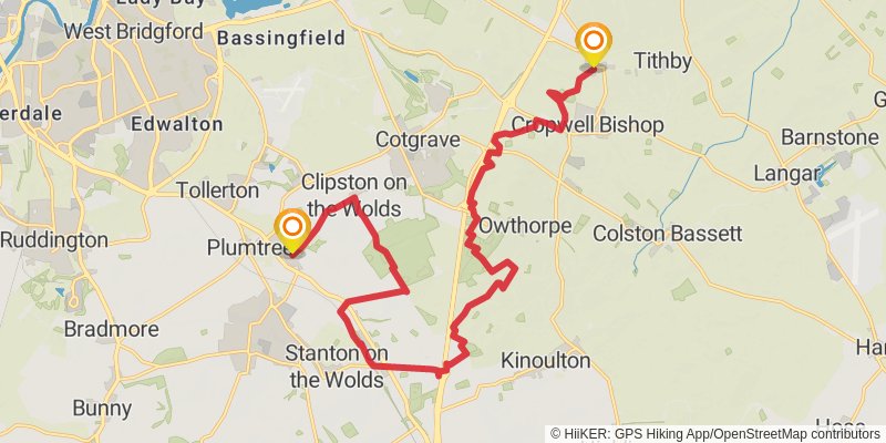 Notts Wolds Way stage 2 Map