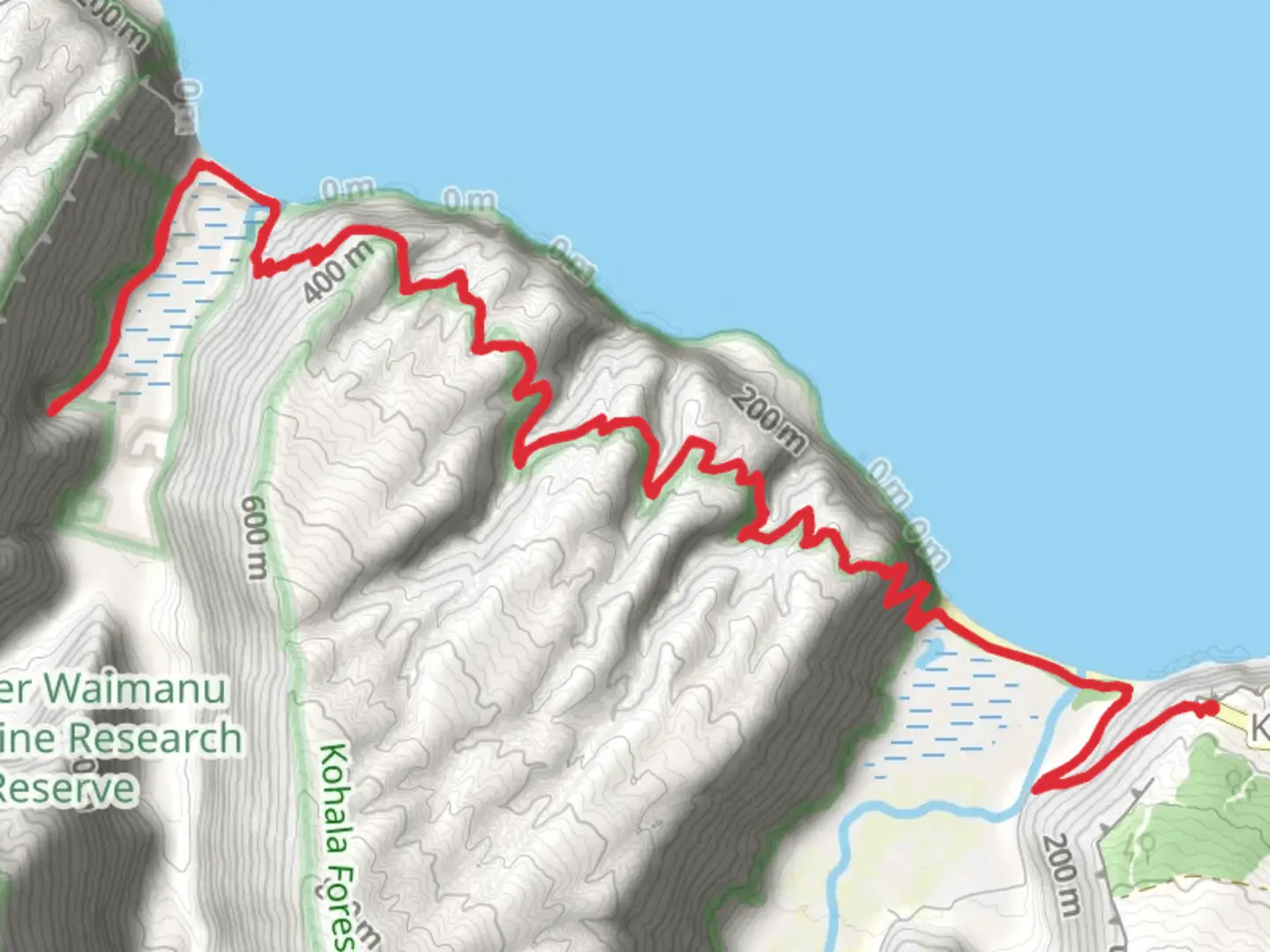An image depicting the trail Kukuihaele Trail - West and its surrounding area.