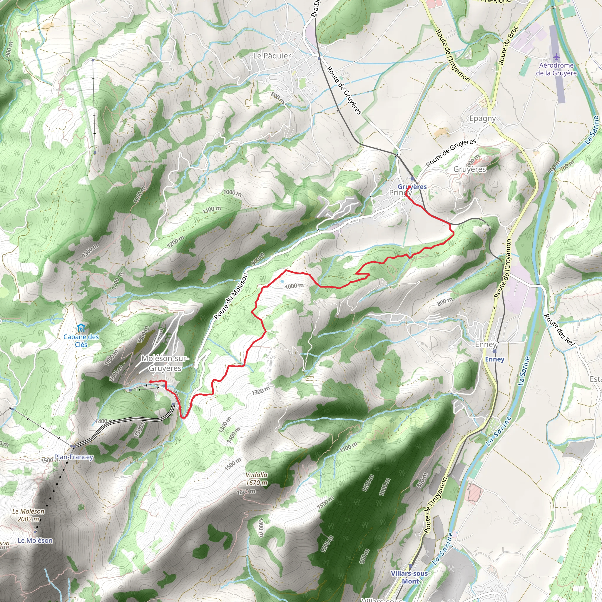 Moléson Village to Gruyères Trail mobile static map