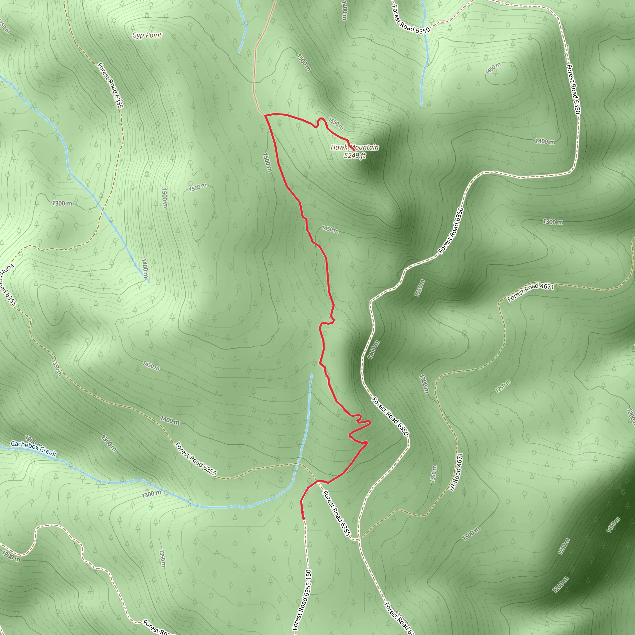 Hawk Mountain via Rhododendron Ridge Trail mobile static map