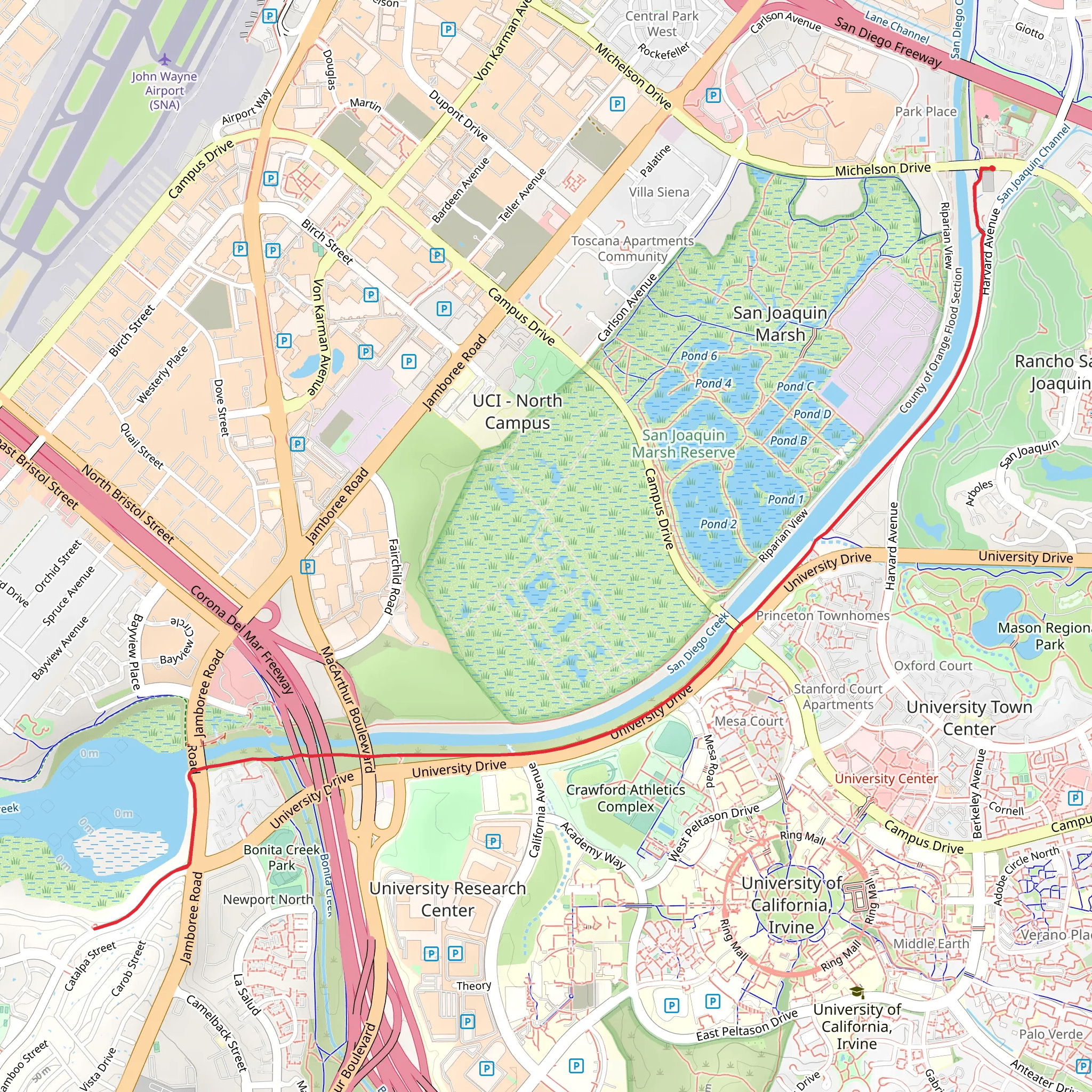 San Diego creek and River Walk mobile static map