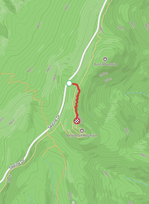A map preview of the recording Hike on Bearfence Mountain Trail.