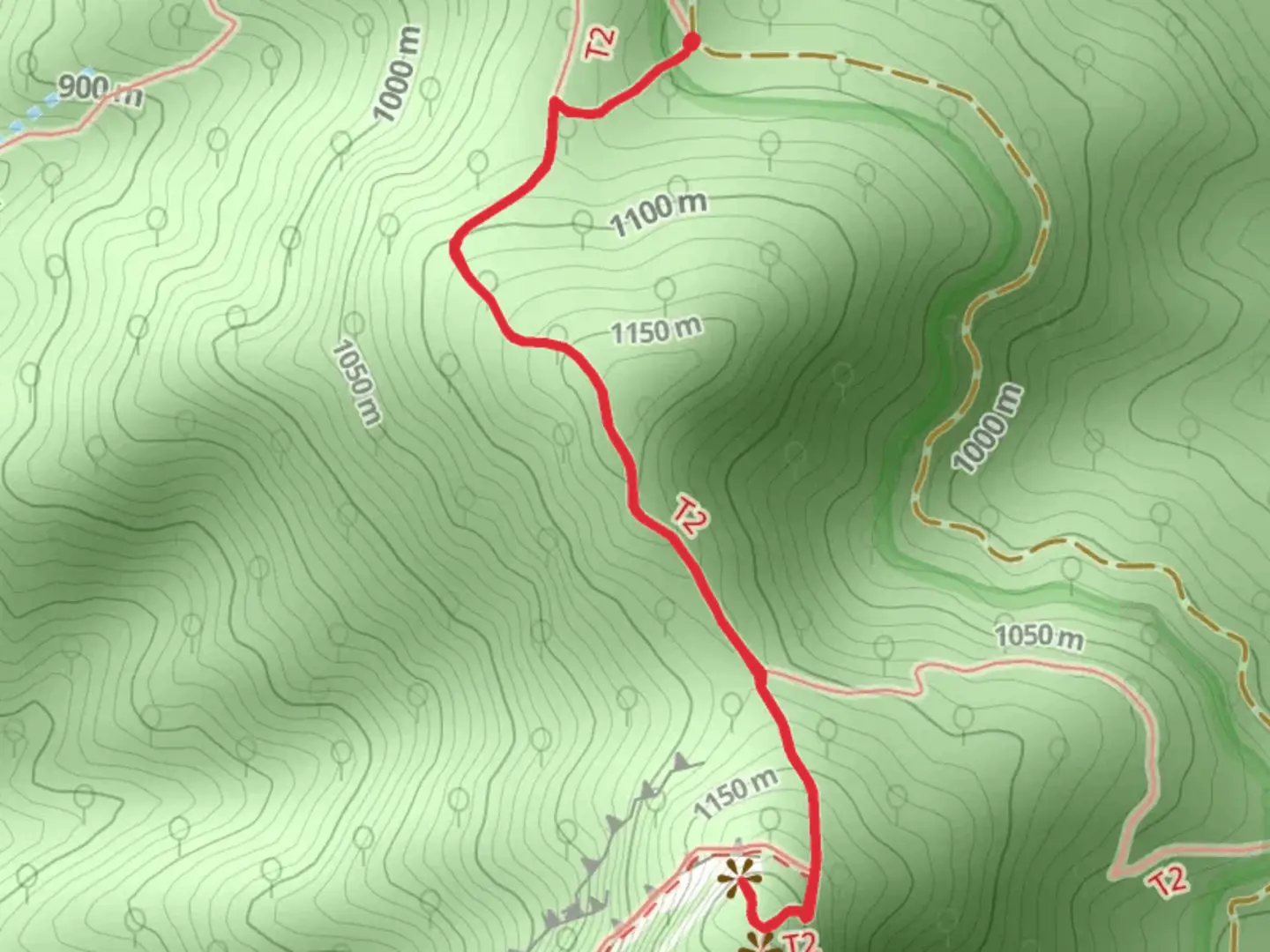 An image depicting the trail Hawksbill Mountain via Hawksbill Trail and its surrounding area.