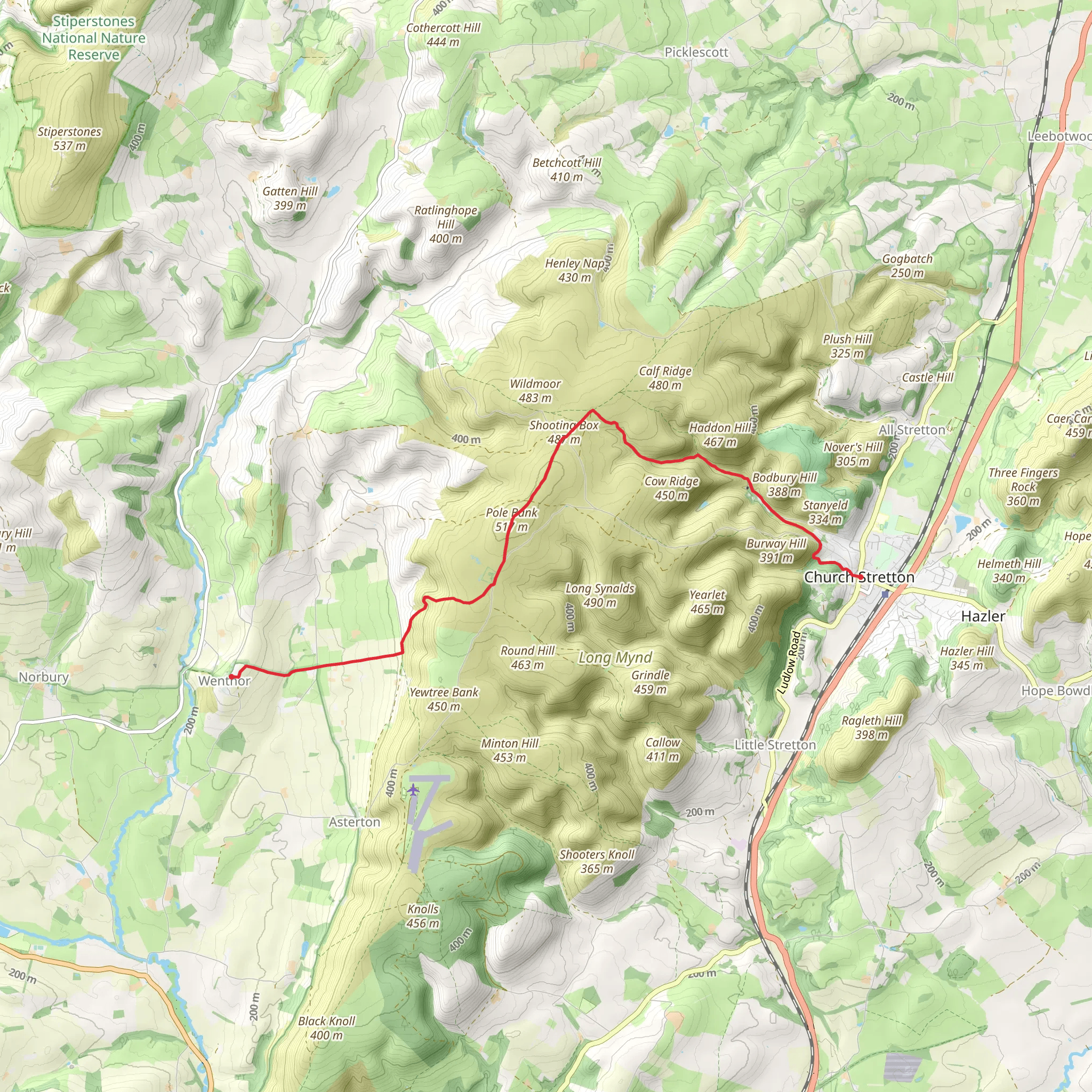 Church Stretton - Long Mynd and Wentnor mobile static map