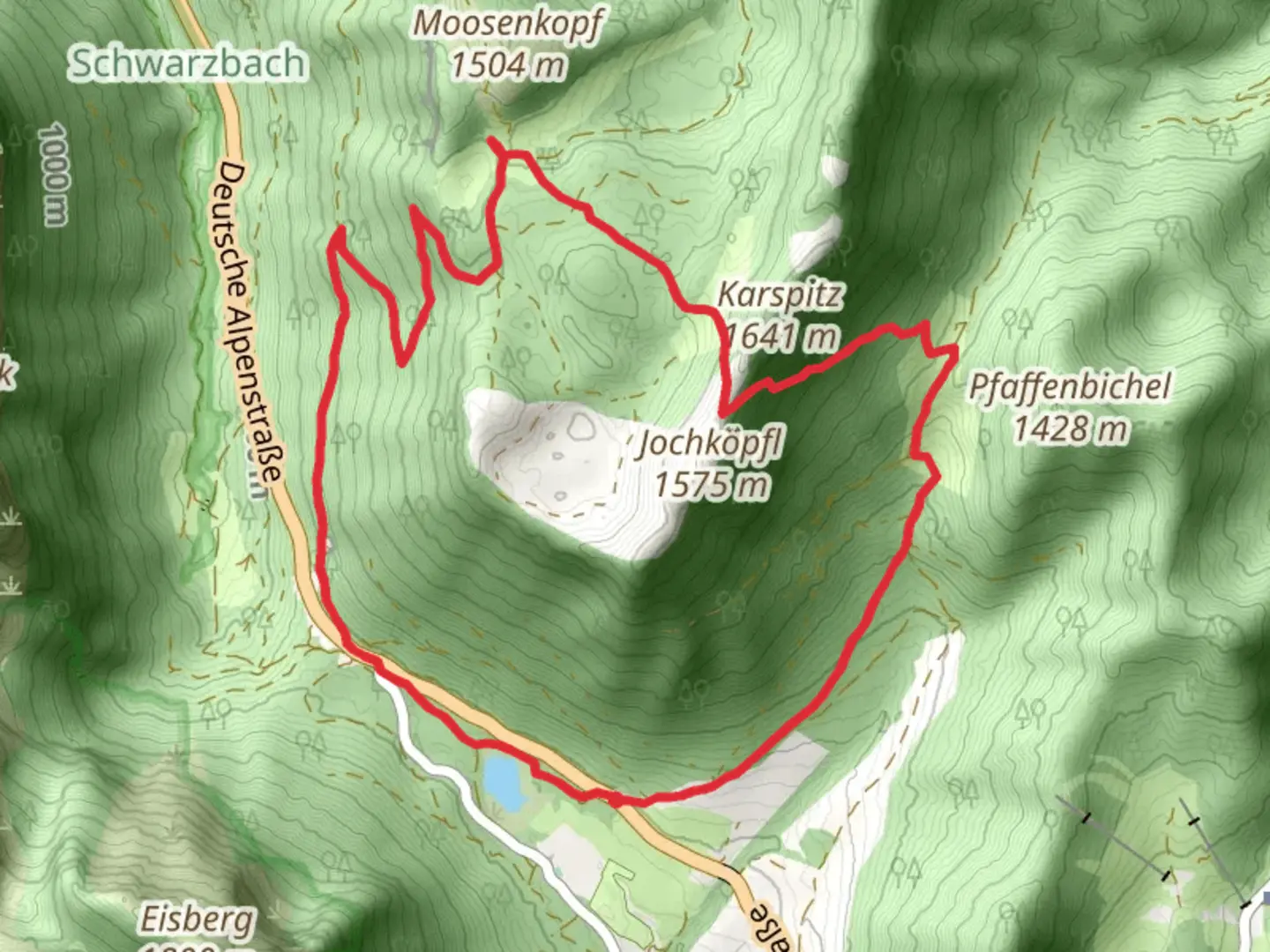 An image depicting the trail AV Weg and Almerlebnispfad Loop and its surrounding area.