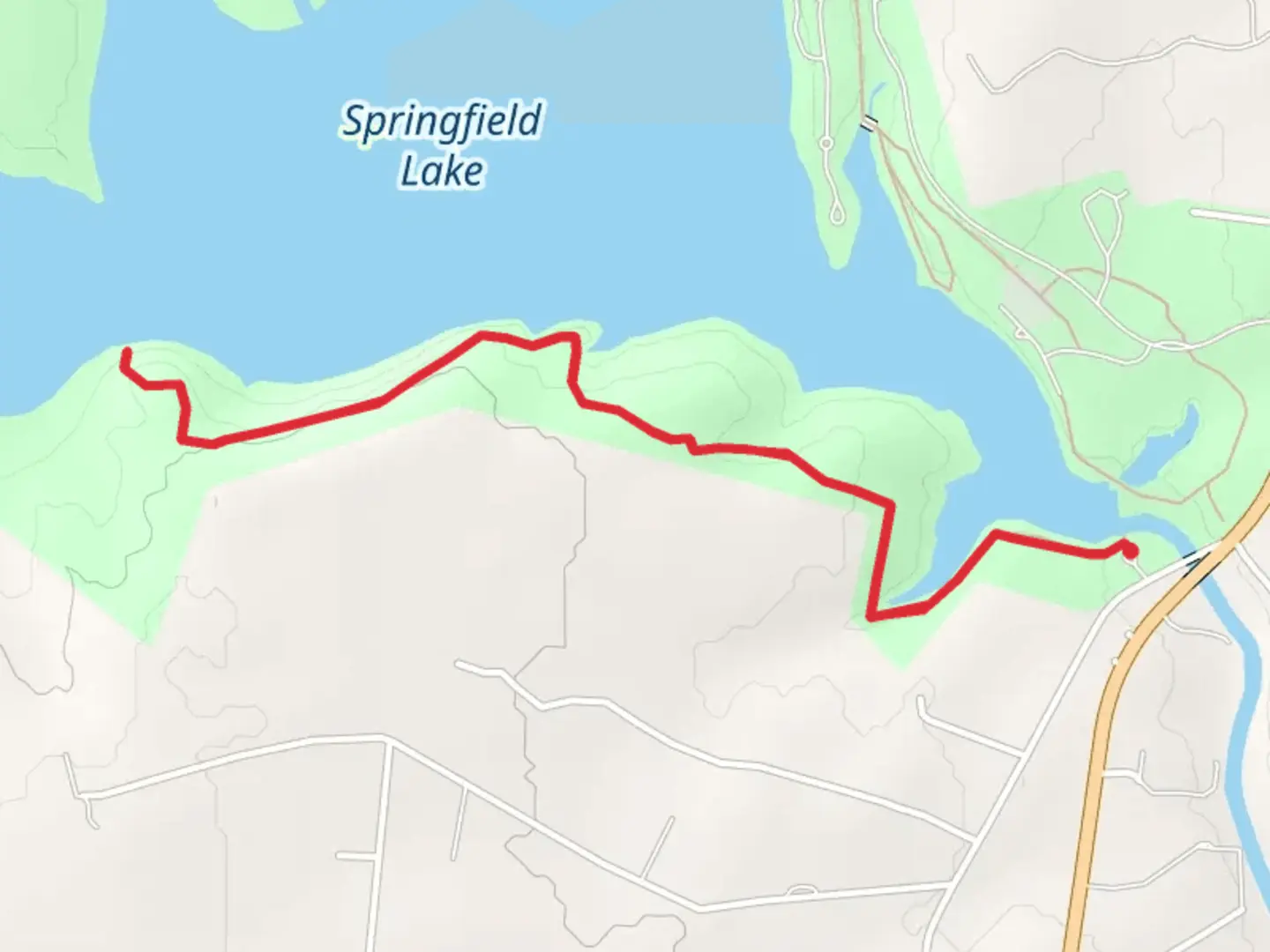 An image depicting the trail Springfield Lake - Baines Creek Trail Back and its surrounding area.