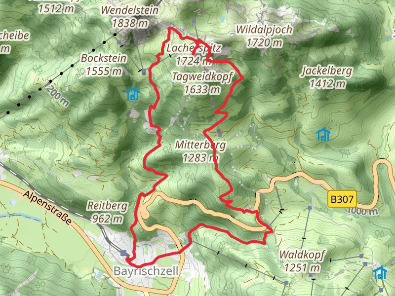 Lacherspitz and Larcheralm Loop via HAAS Trail - Bayrischzell mobile static map
