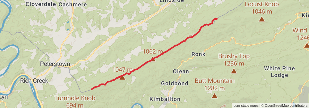 American Perimeter Trail - Southern Appalachian Primary stage 30 Map