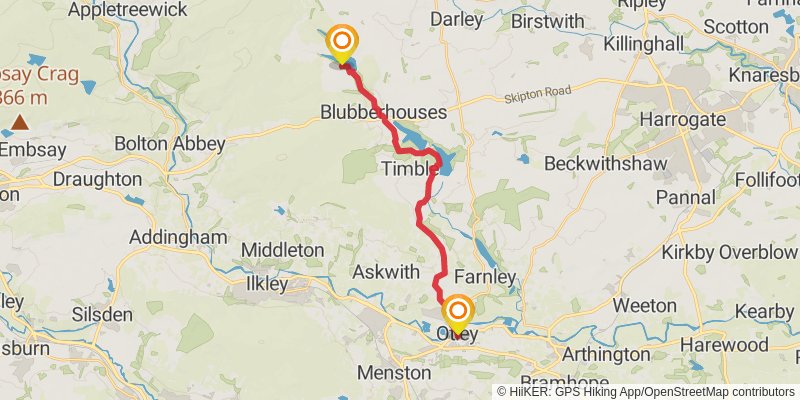 Yorkshire Historical Trail - Whitby to Leeds stage 2 Map