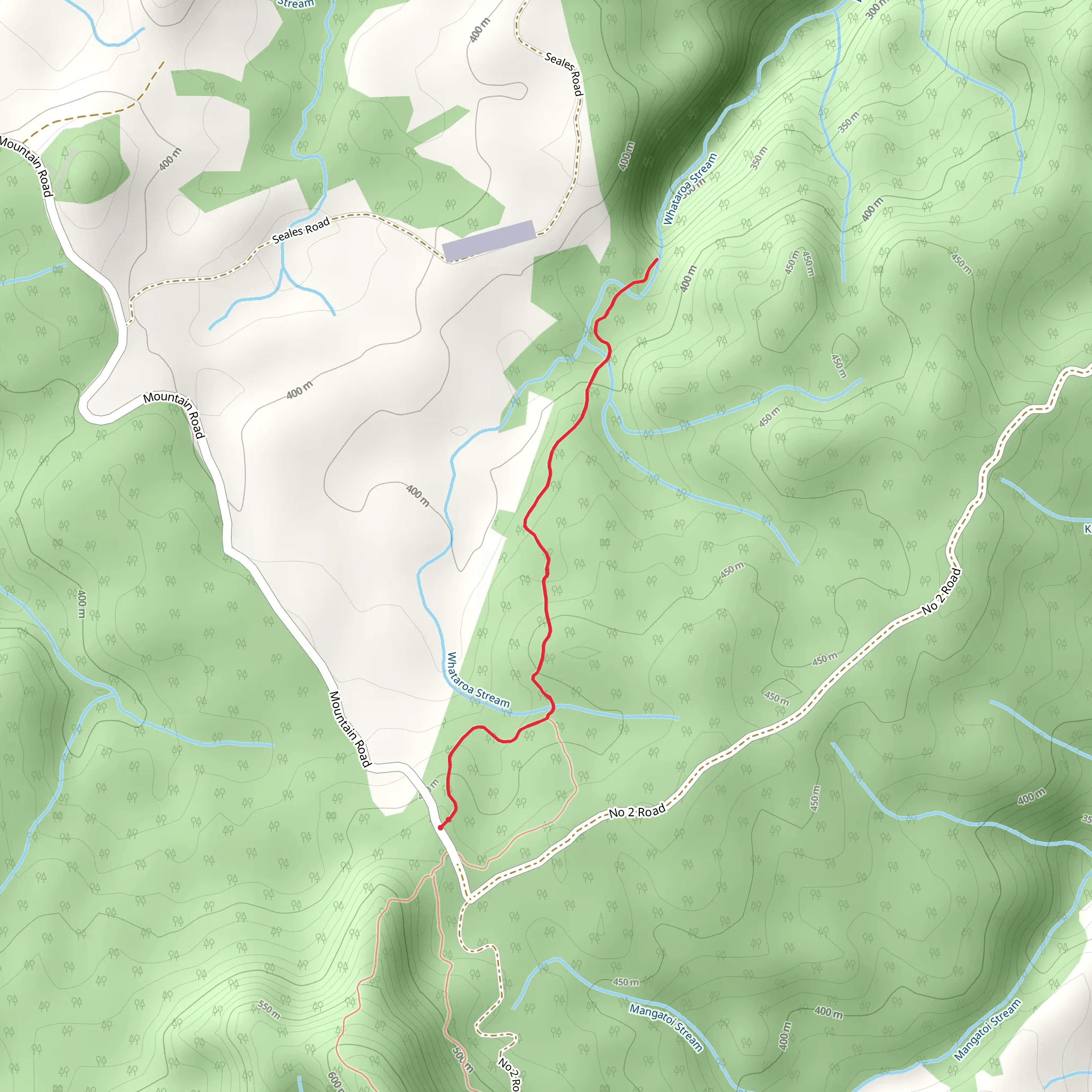Otanewainuku Walk - Mountain Road to Whataroa Falls mobile static map