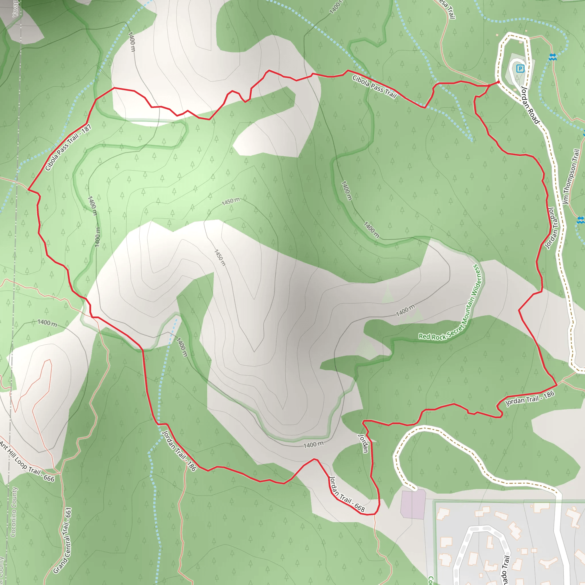 Cibola Pass and Jordan Loop Trail mobile static map