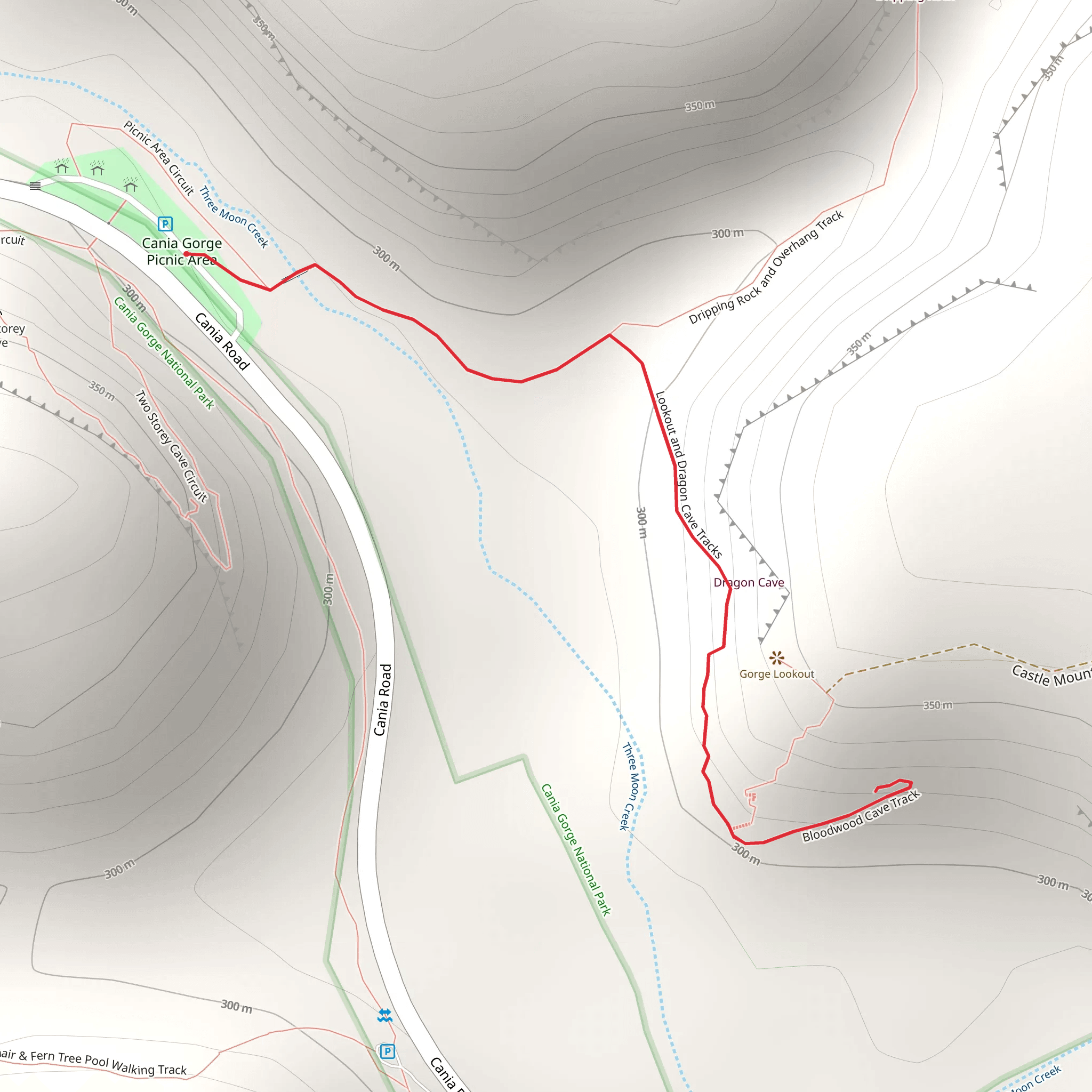 Dragon and Bloodwood Caves Track mobile static map