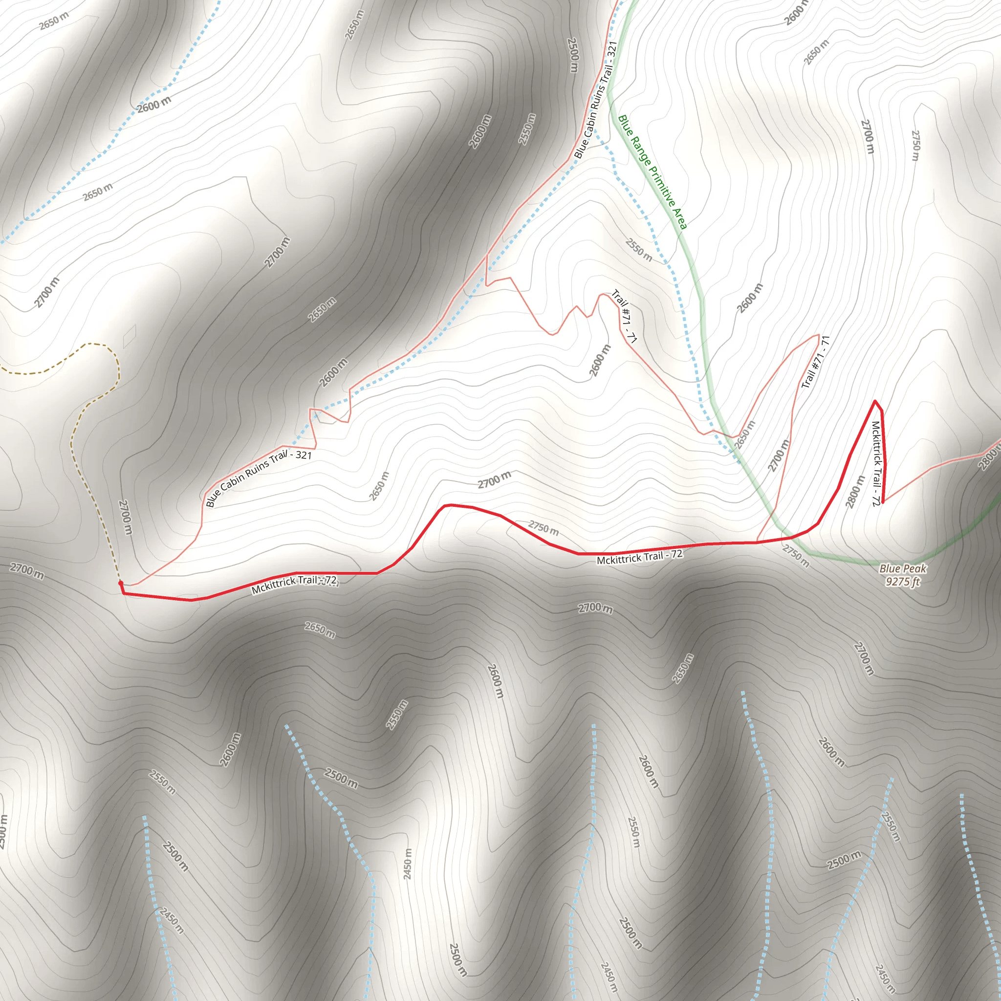 Blue Peak via Mckittrick Trail mobile static map