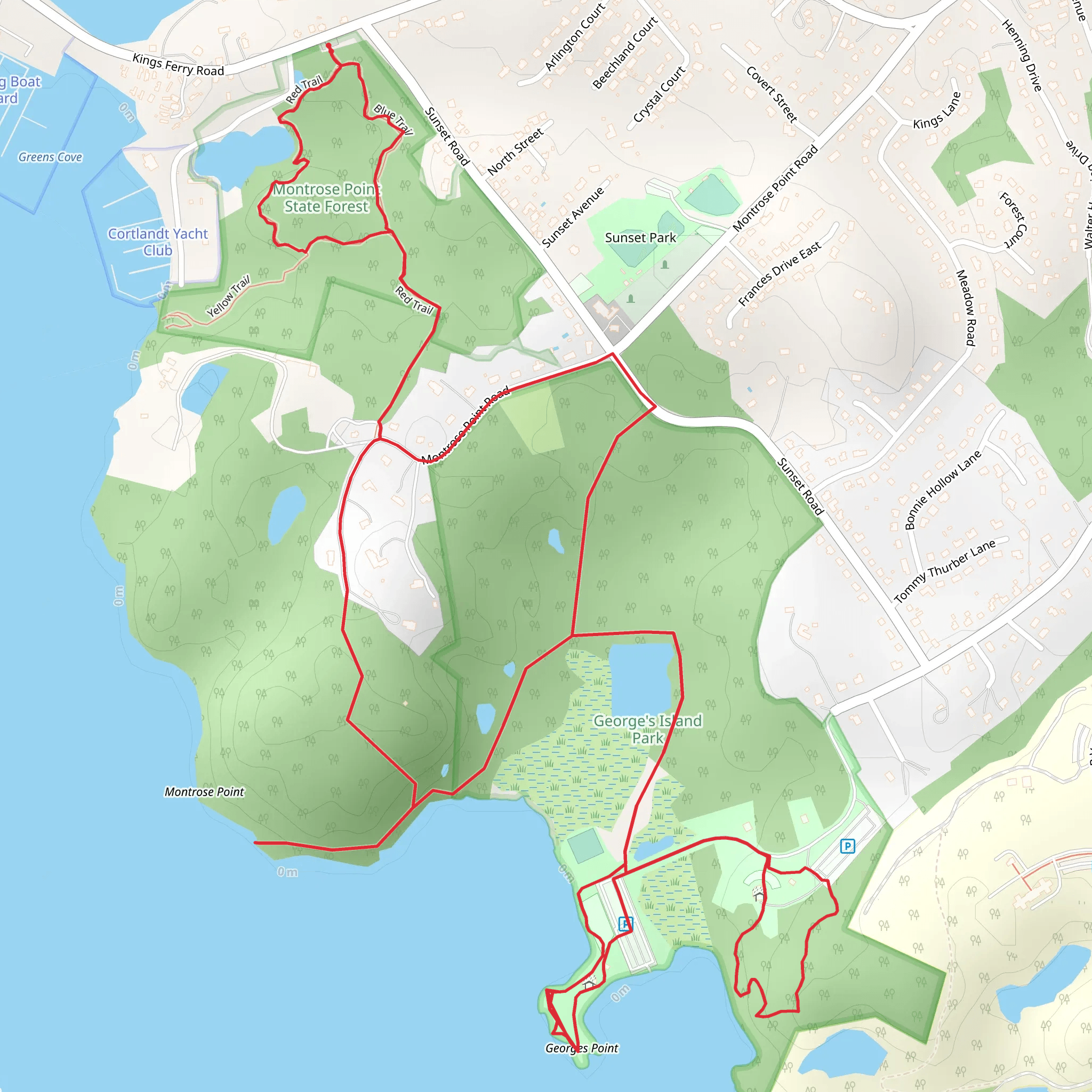 Montrose Point State Forest Loop Trail mobile static map