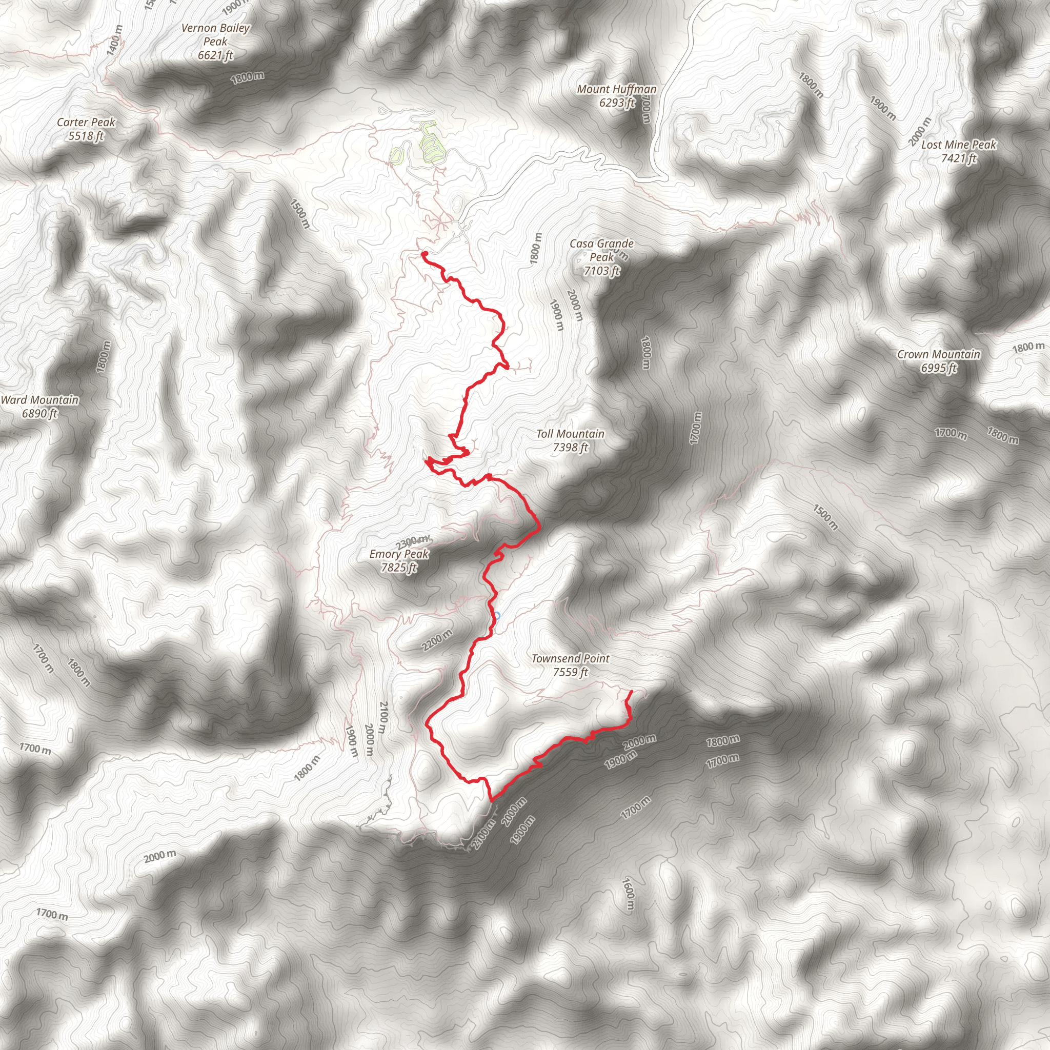 Southeast Rim Trail via Pinnacles Trail mobile static map