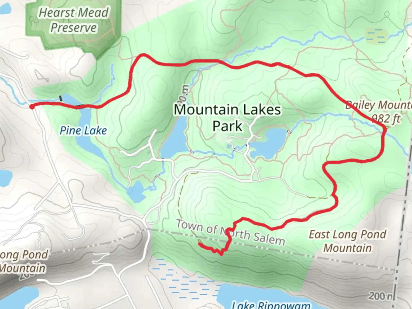 An image depicting the trail Mountain Lakes Park Trail and its surrounding area.