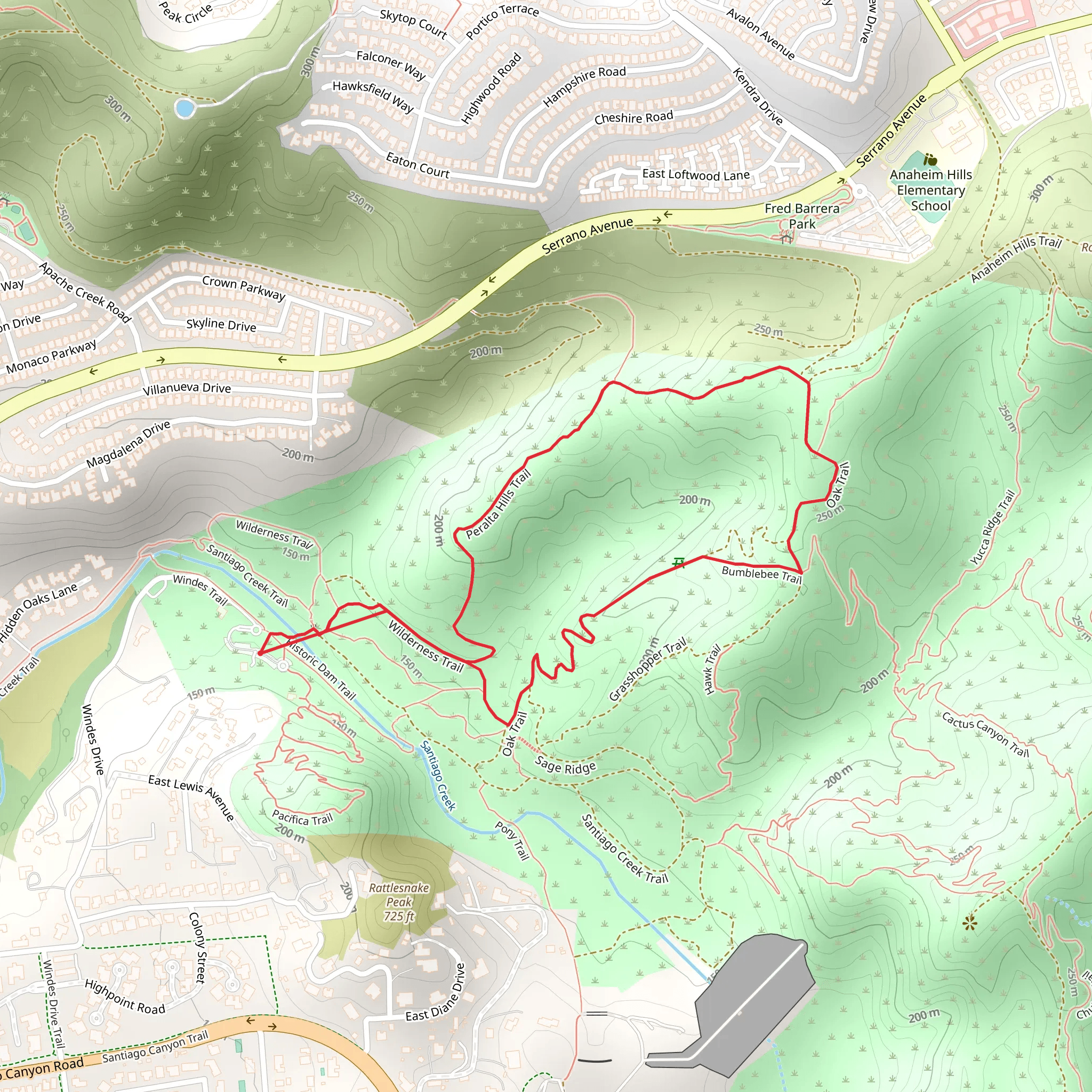 Peralta Hills Loop Trail mobile static map