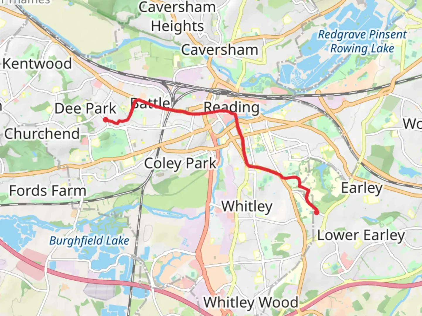 An image depicting the trail Reading West to Earley Walk and its surrounding area.
