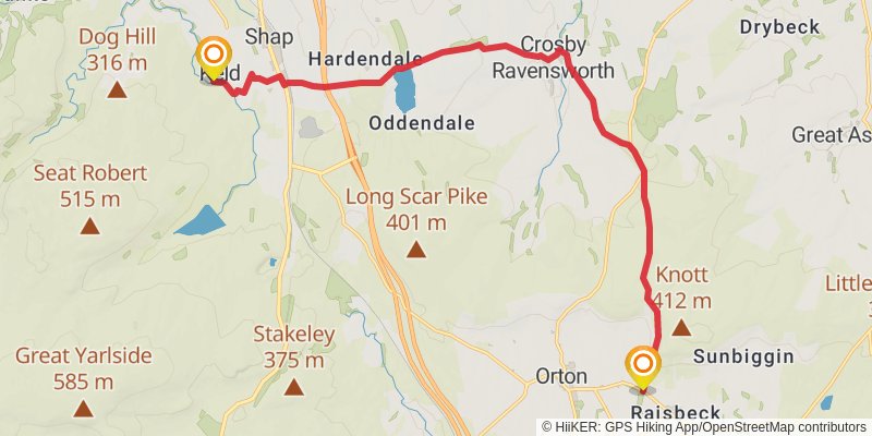 Settle to Carlisle Walk stage 5 Map