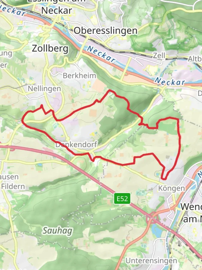 An image depicting the trail Denkendorf Loop and its surrounding area.