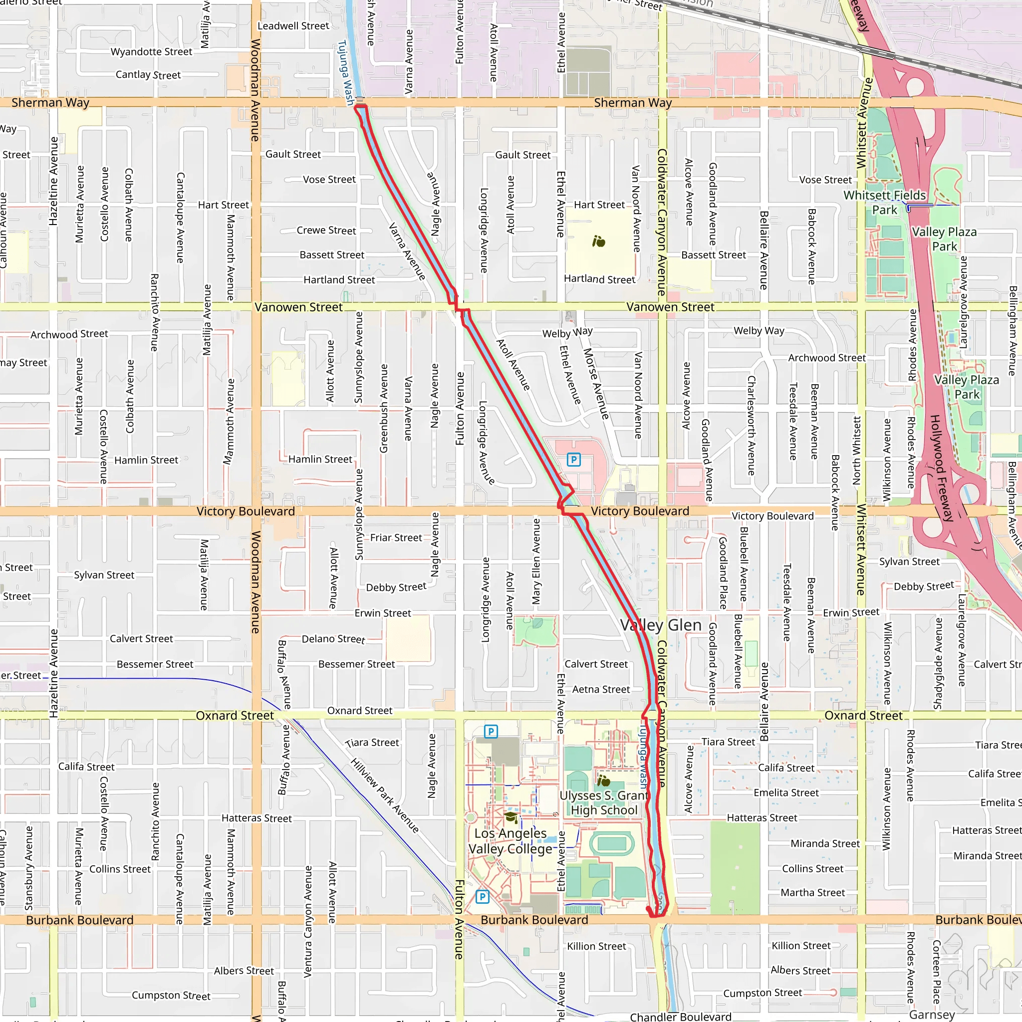 Tujunga Wash Path Loop mobile static map