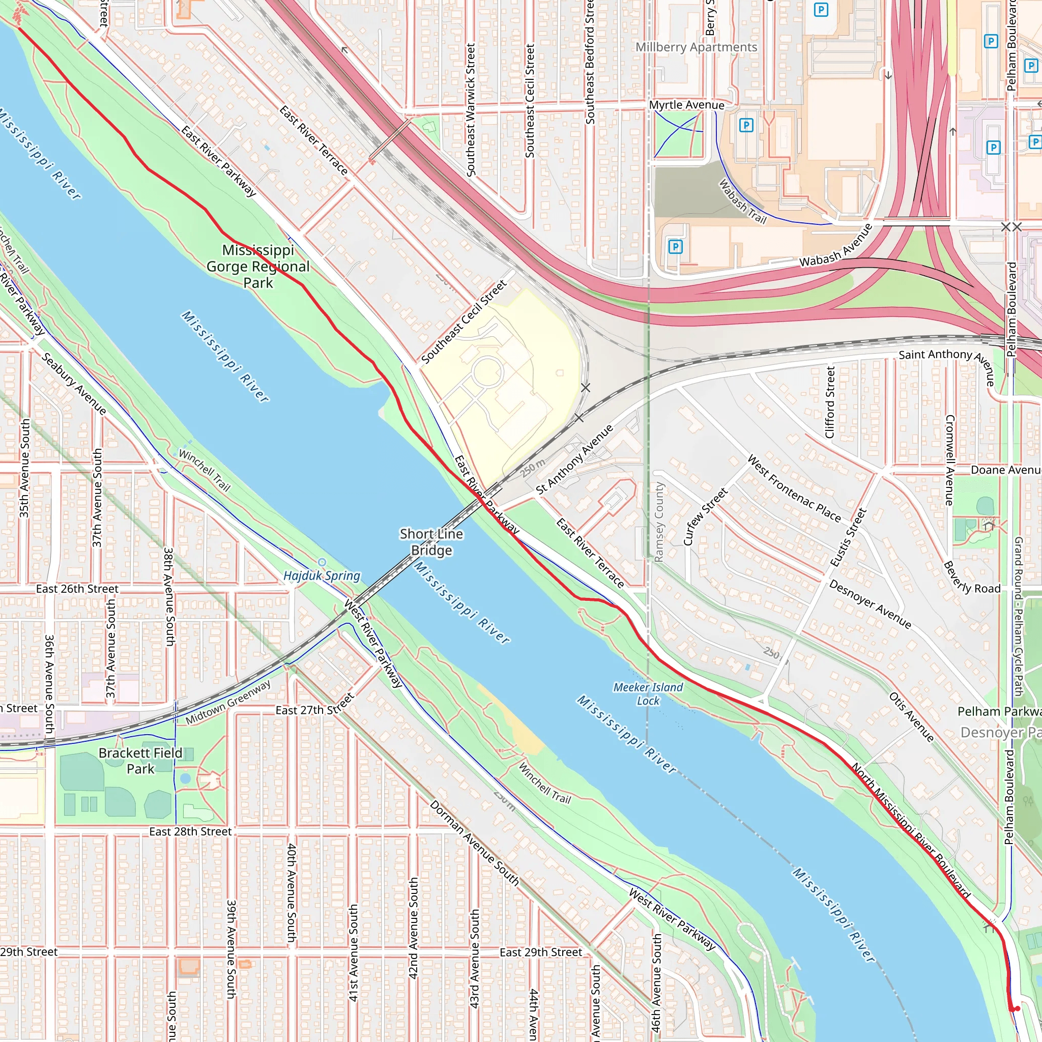East River Parkway Trail mobile static map