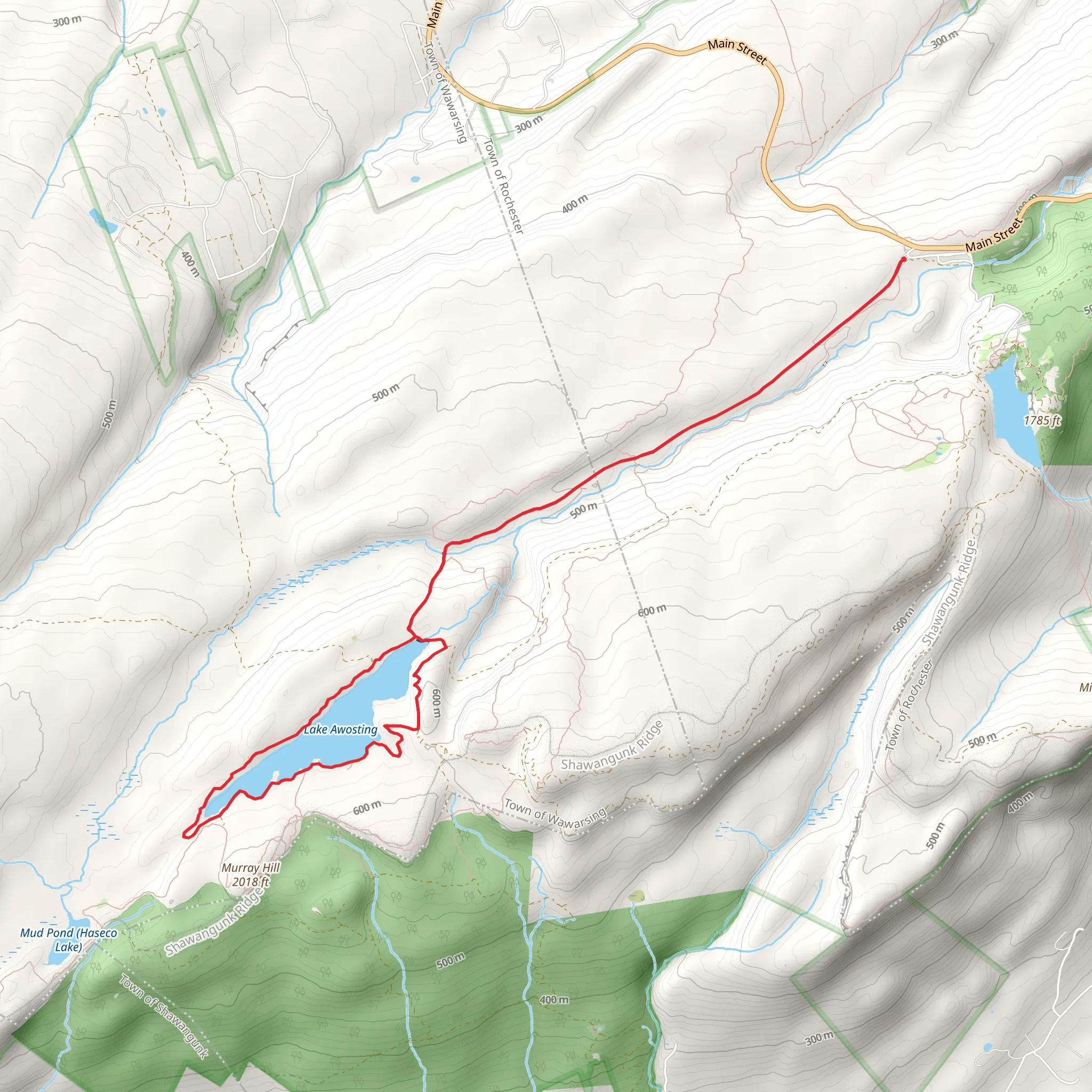 Lake Awosting Loop Trail mobile static map