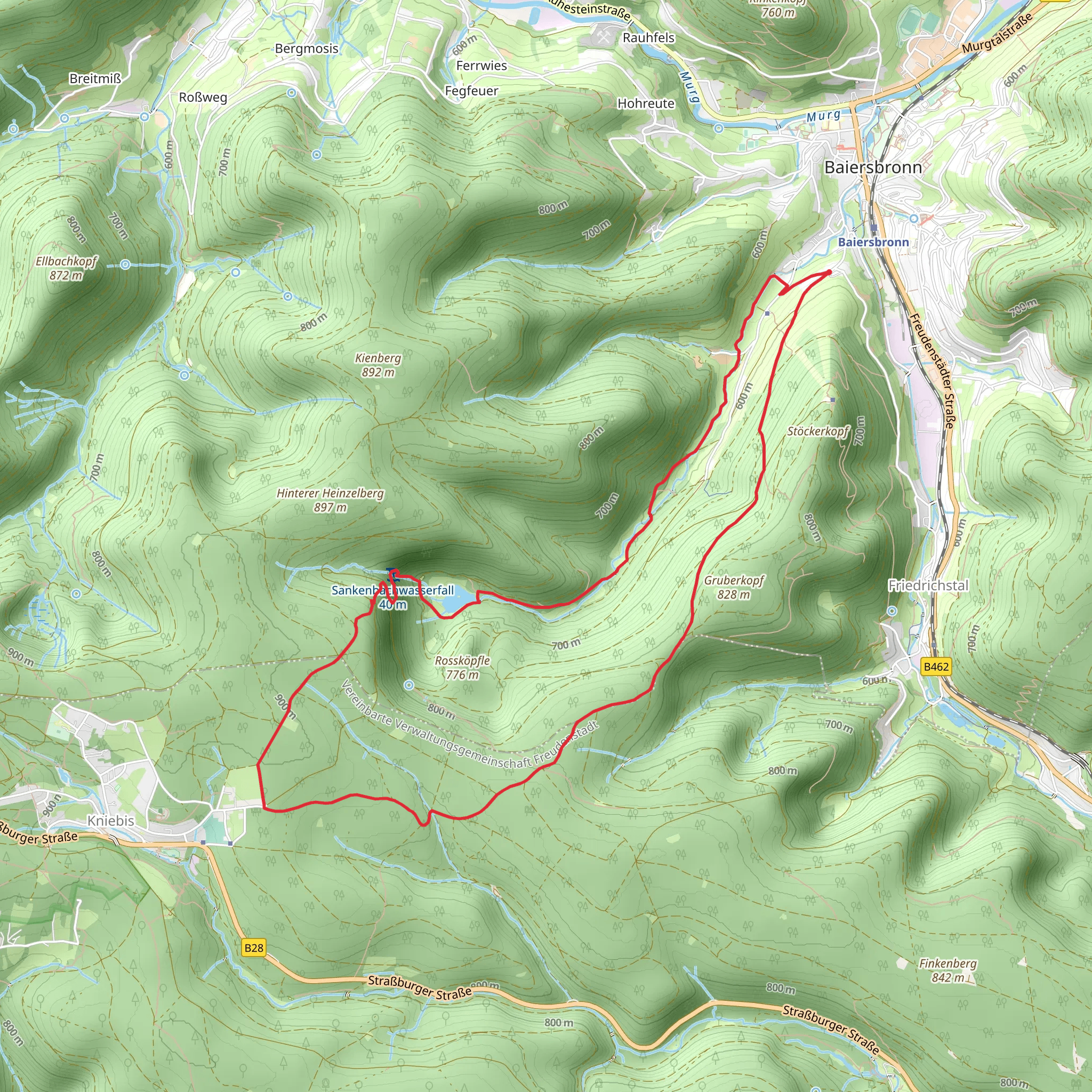 Sankenbachsee via Baiersbronn and Endriss Weg mobile static map