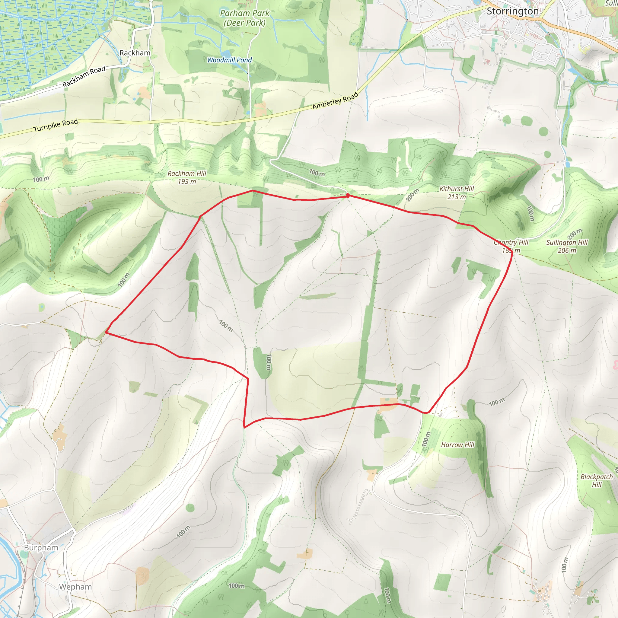 Chantry Hill and Springhead Hill via South Downs Way mobile static map