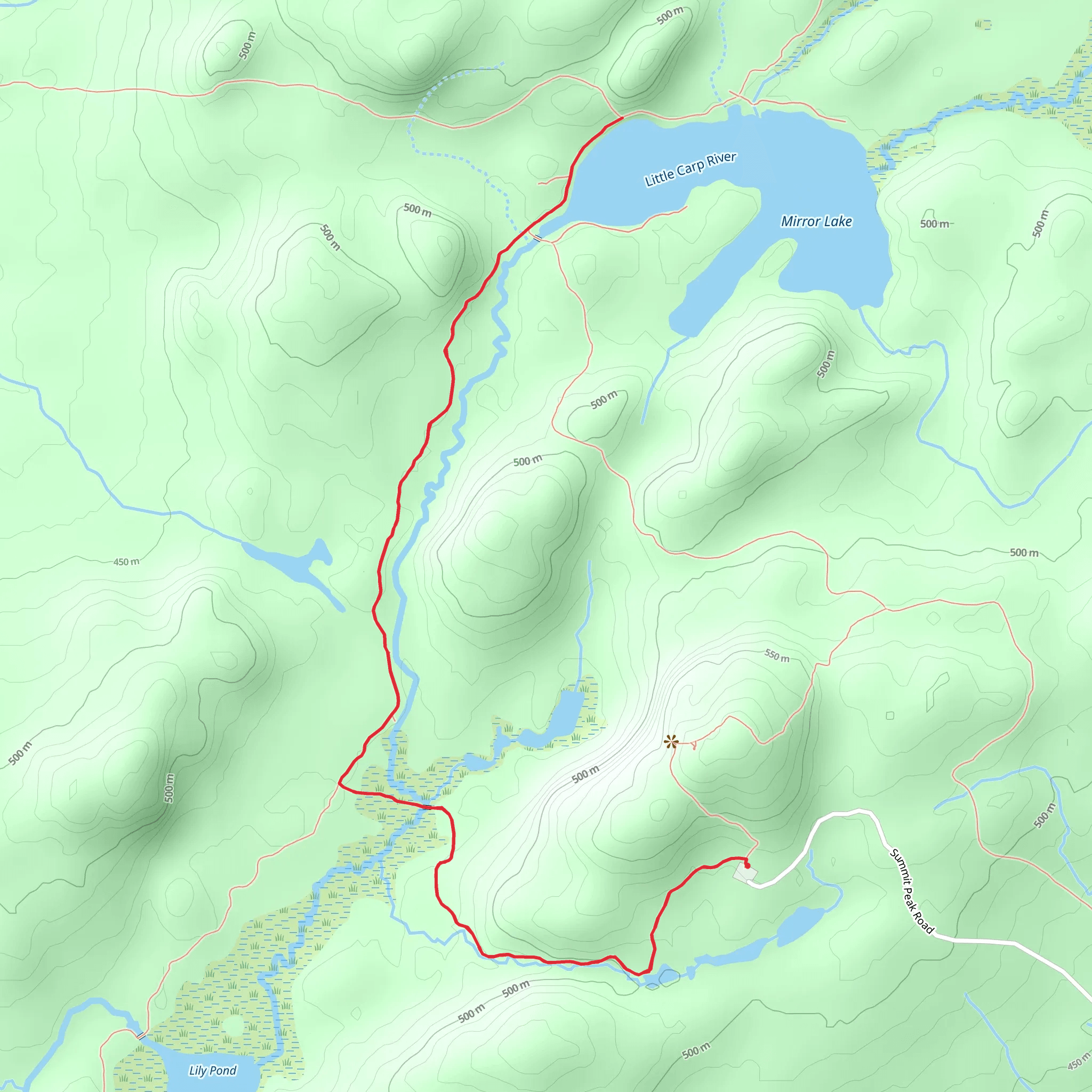 Mirror Lake via Beaver Creek Trail mobile static map