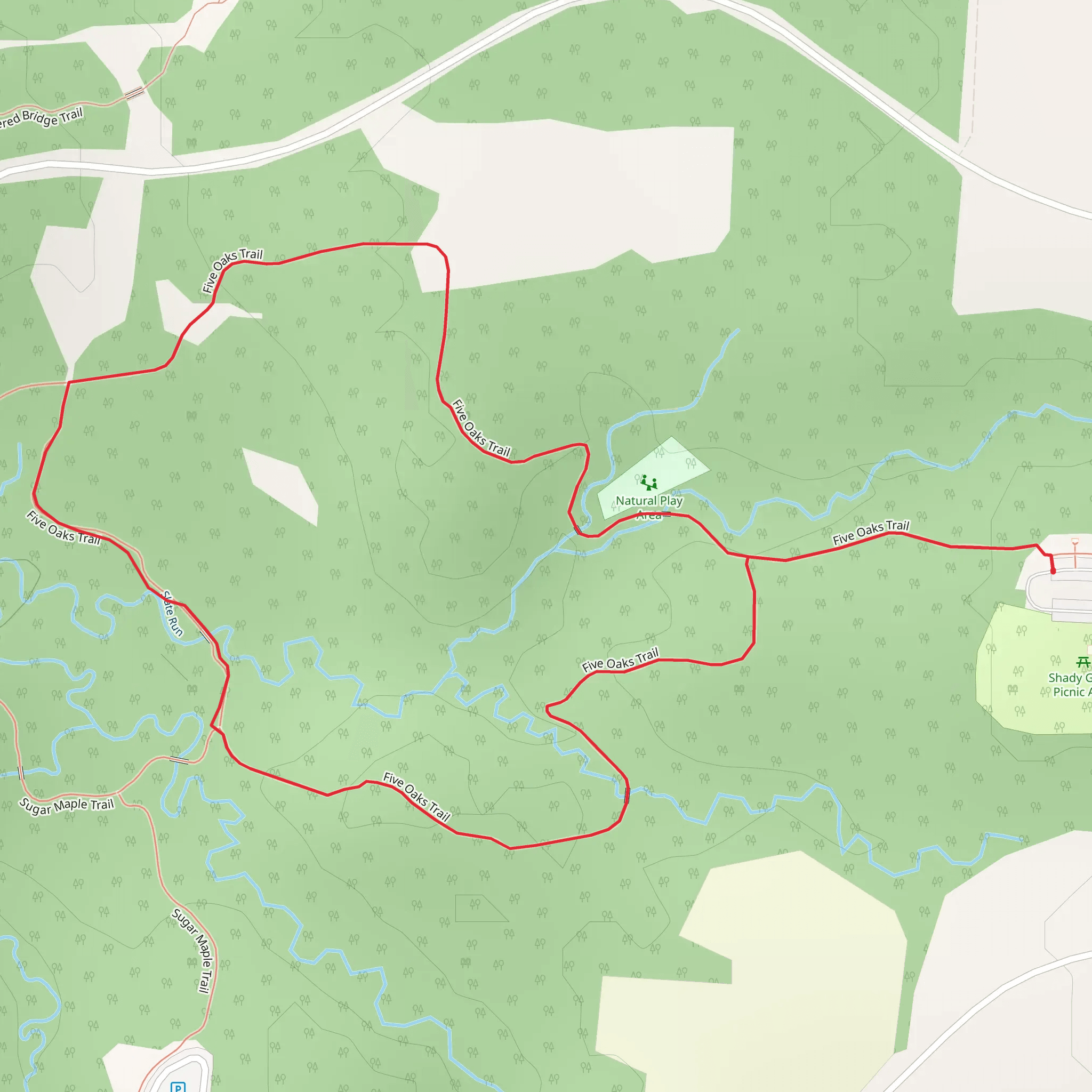 Five Oaks Loop Trail mobile static map
