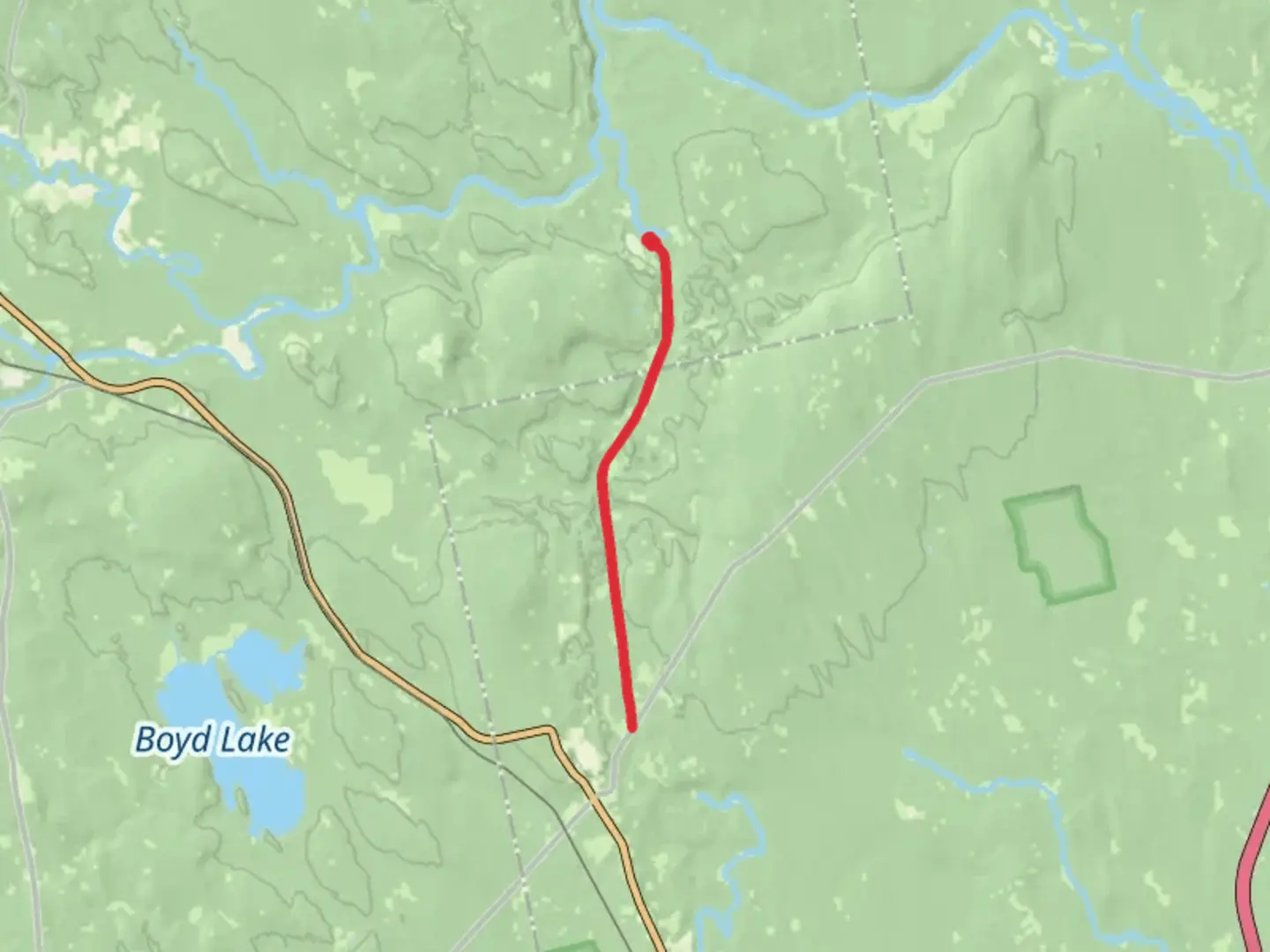 An image depicting the trail Medford Center from Lagrange and its surrounding area.