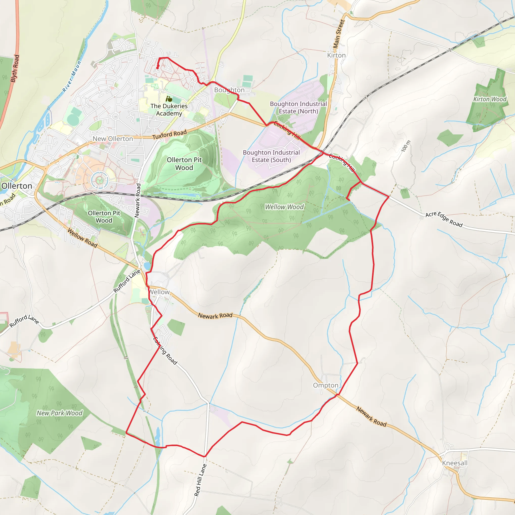 Wellow and Ompton Loop from Boughton mobile static map