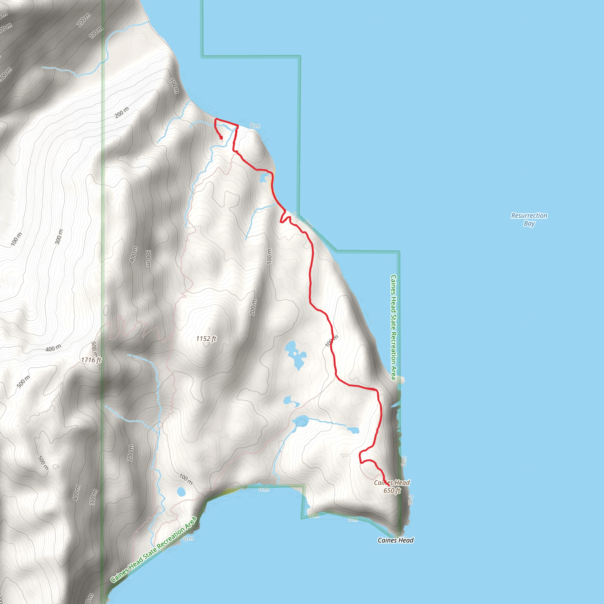 Caines Head - Fort Trail from Derby Cove Cabin mobile static map