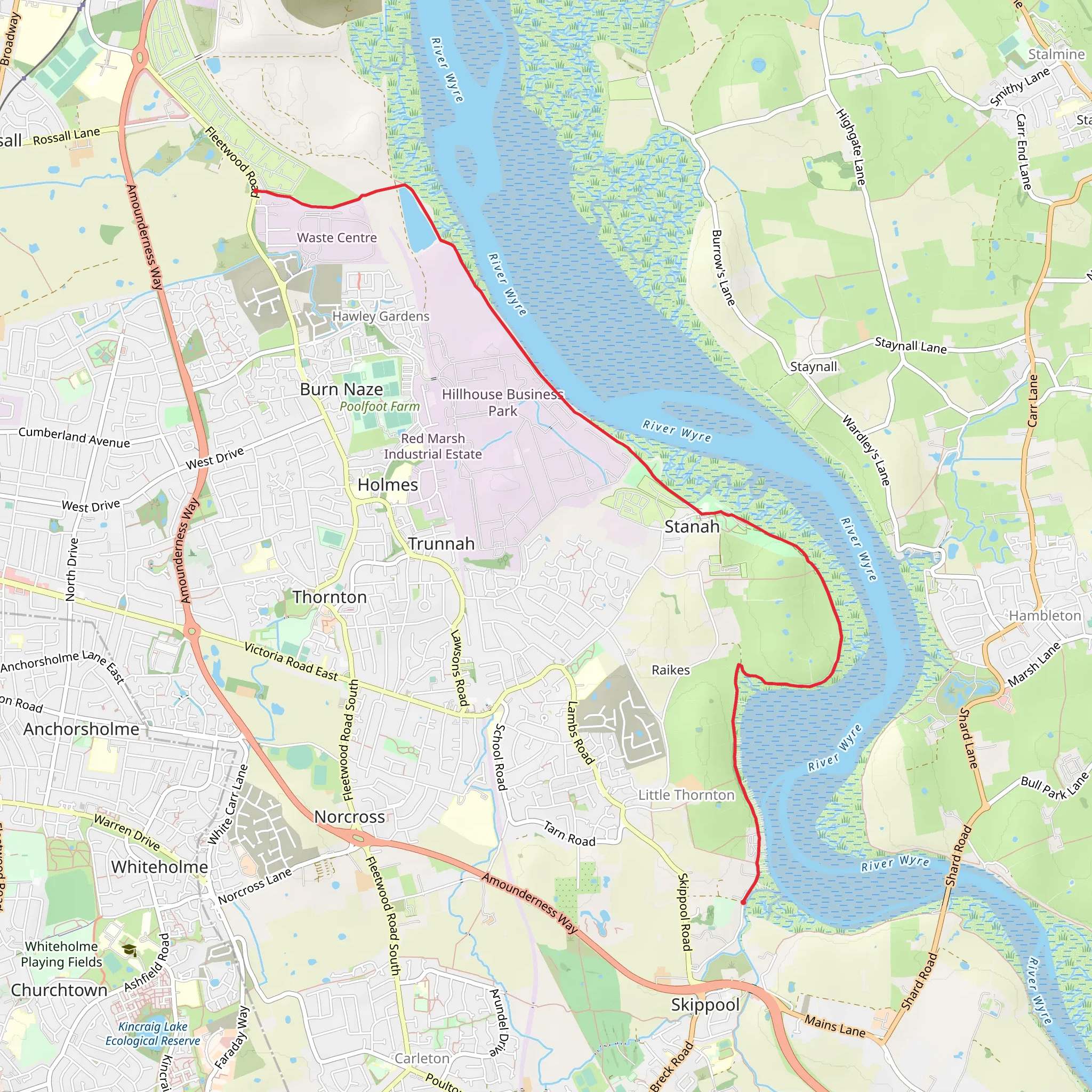 River Wyre Shore Walk - Rossall mobile static map