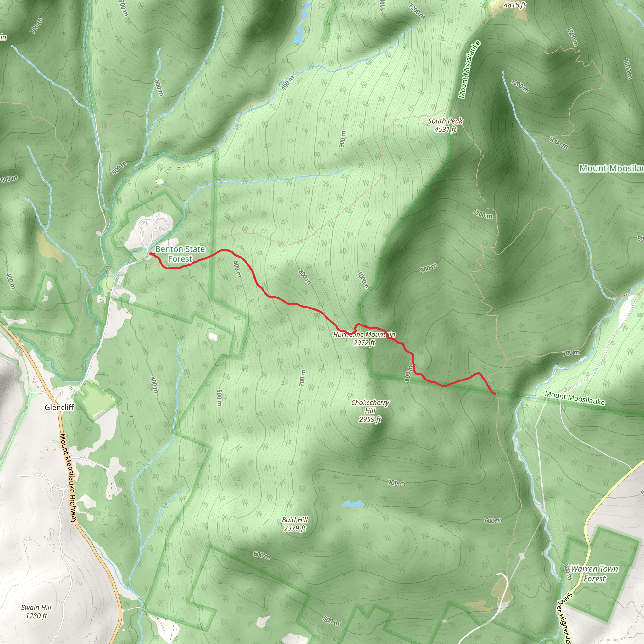 Hurricane Mountain Trail mobile static map