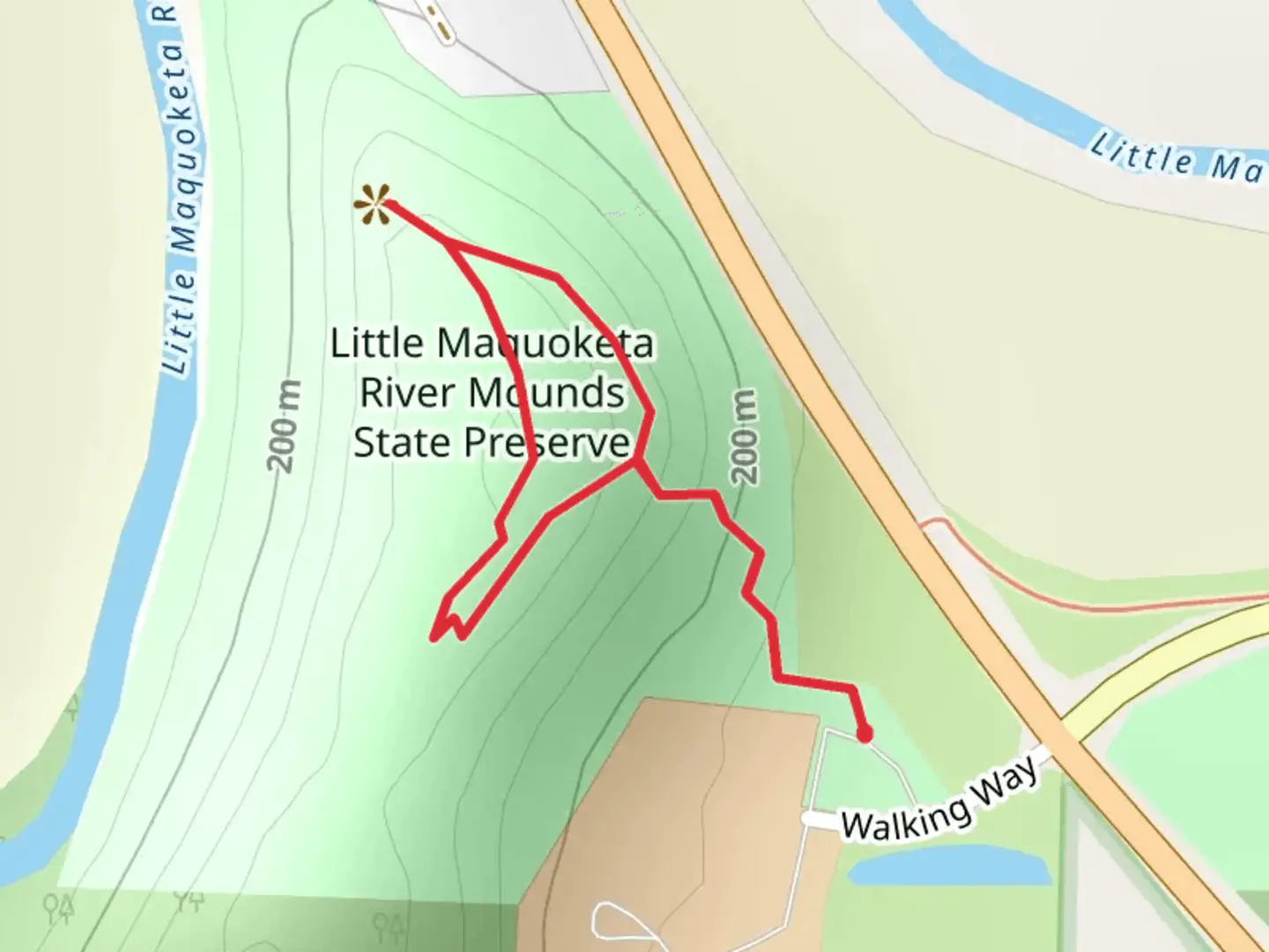An image depicting the trail Little Maquoketa River Mounds State Preserve Loop and its surrounding area.